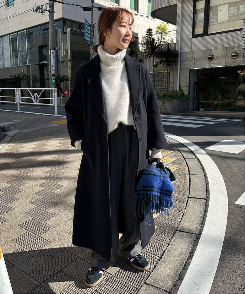 ウォッシャブルファーリーダブルフェイスタートルニット（ニット 