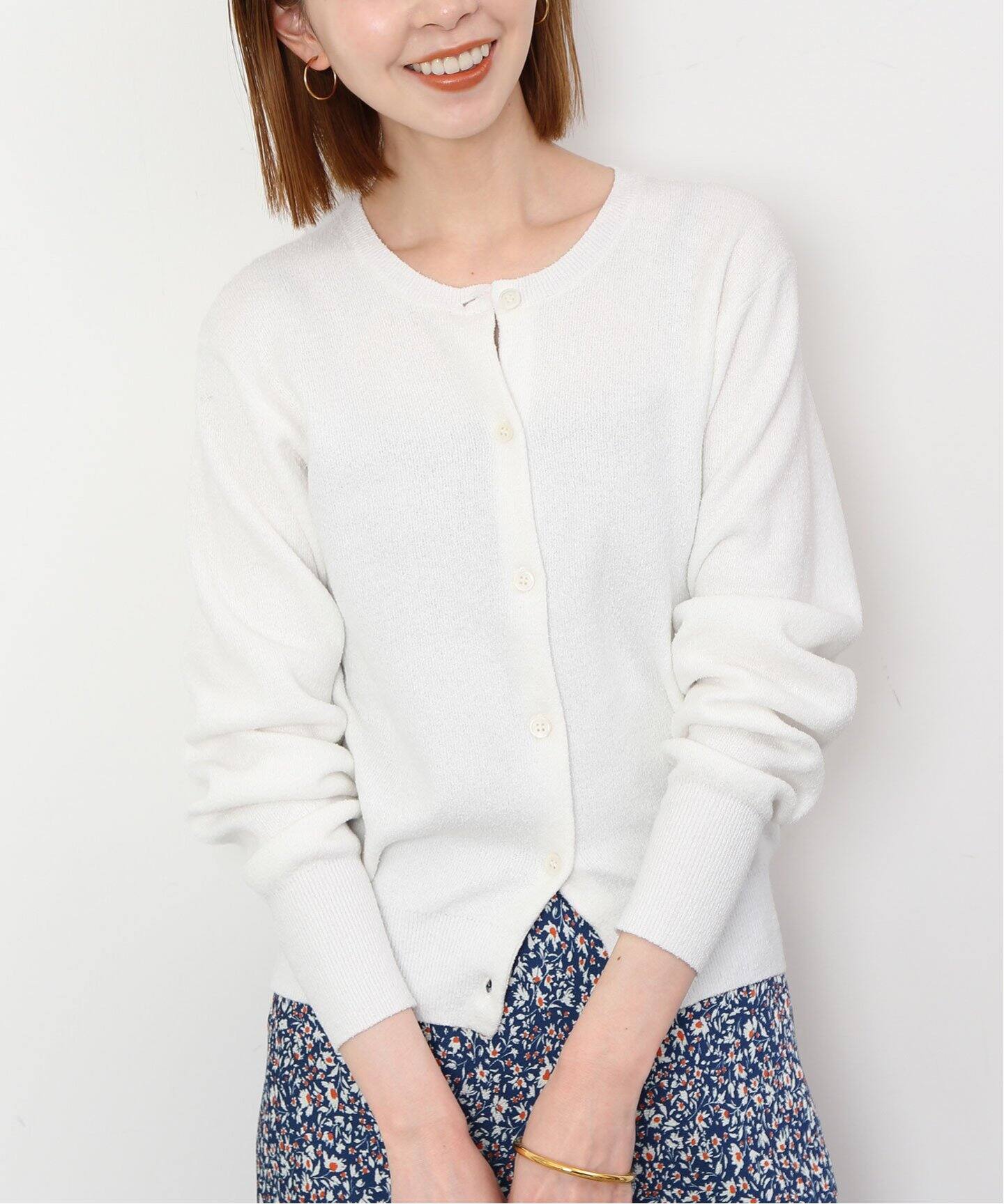 追加》Fluffyクルーネックカーディガン（カーディガン）｜SLOBE  