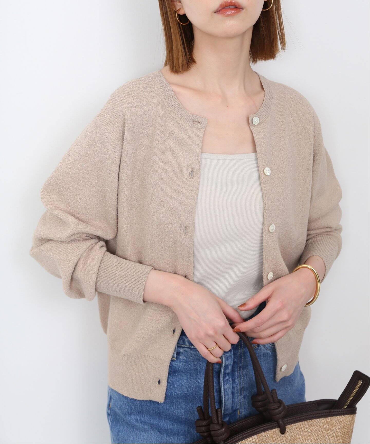 追加》Fluffyクルーネックカーディガン（カーディガン）｜SLOBE  