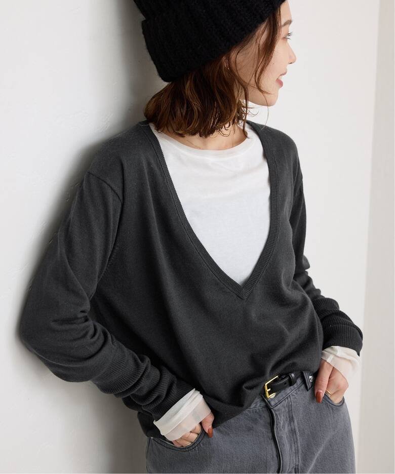 ウォッシャブルプレーンVネックニット（ニット／セーター）｜SLOBE  