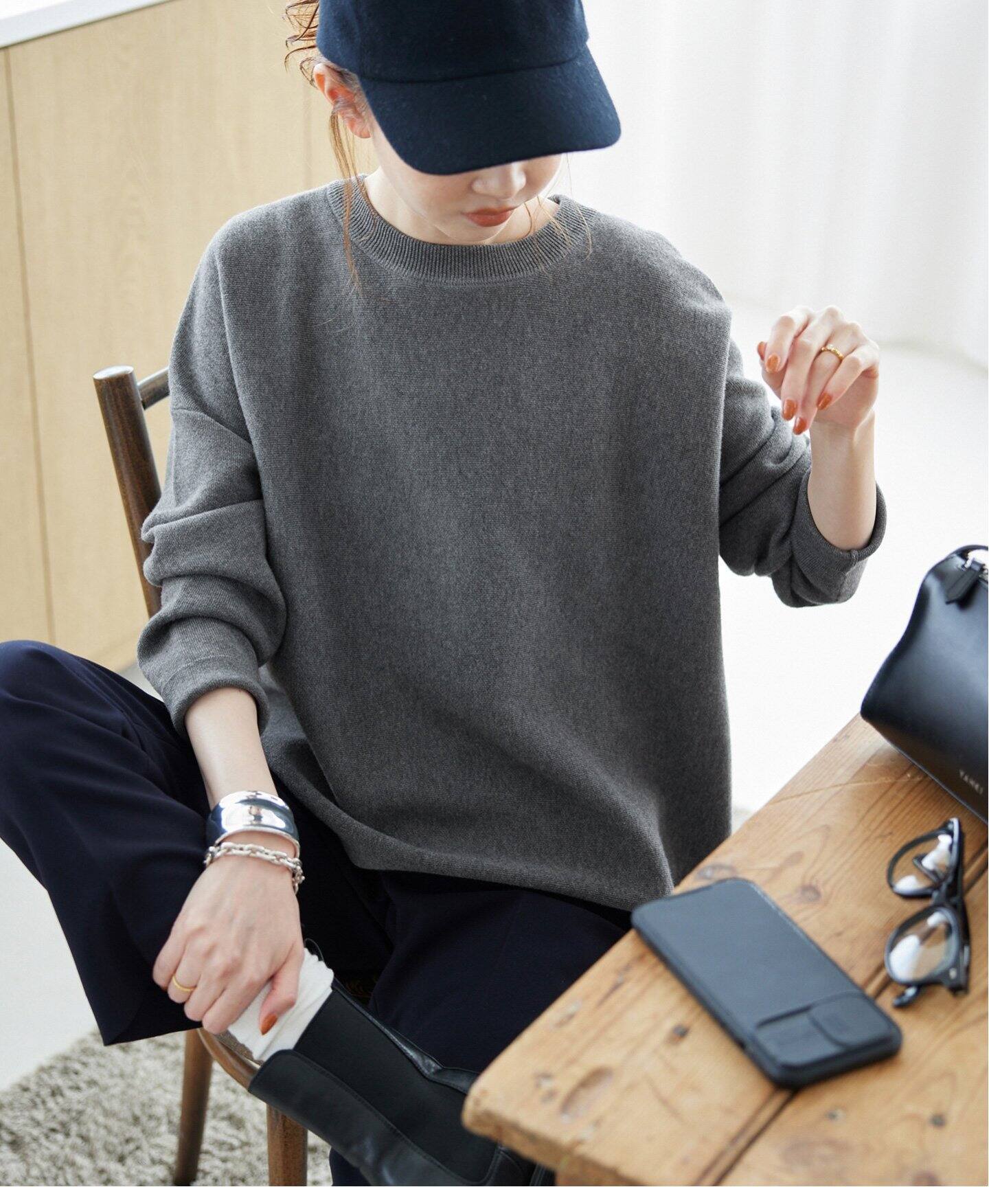 追加》コットンダブルフェイスプルオーバー（ニット／セーター