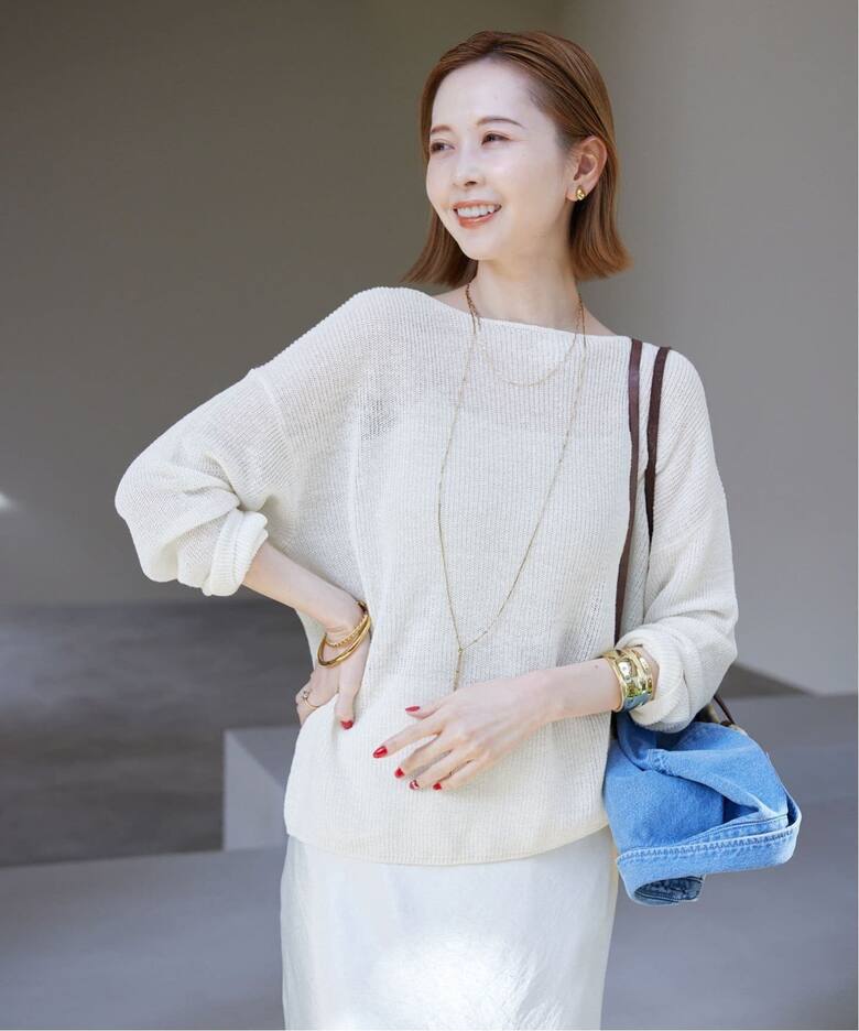 追加5》リネン混ボートネックニット（ニット／セーター）｜SLOBE IENA 