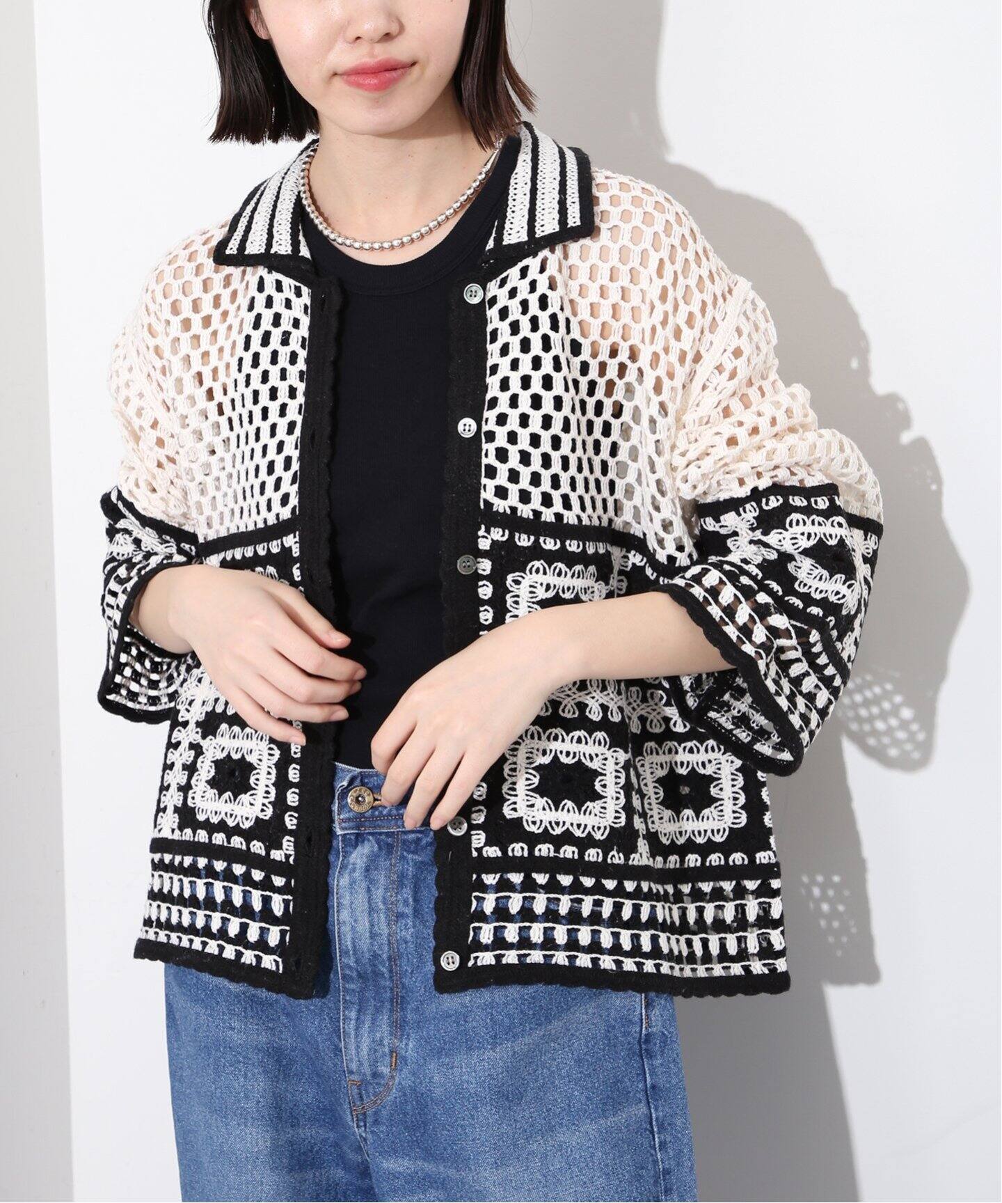 WEB/一部店舗限定》クロシェライクニットガウン（ニット／セーター 