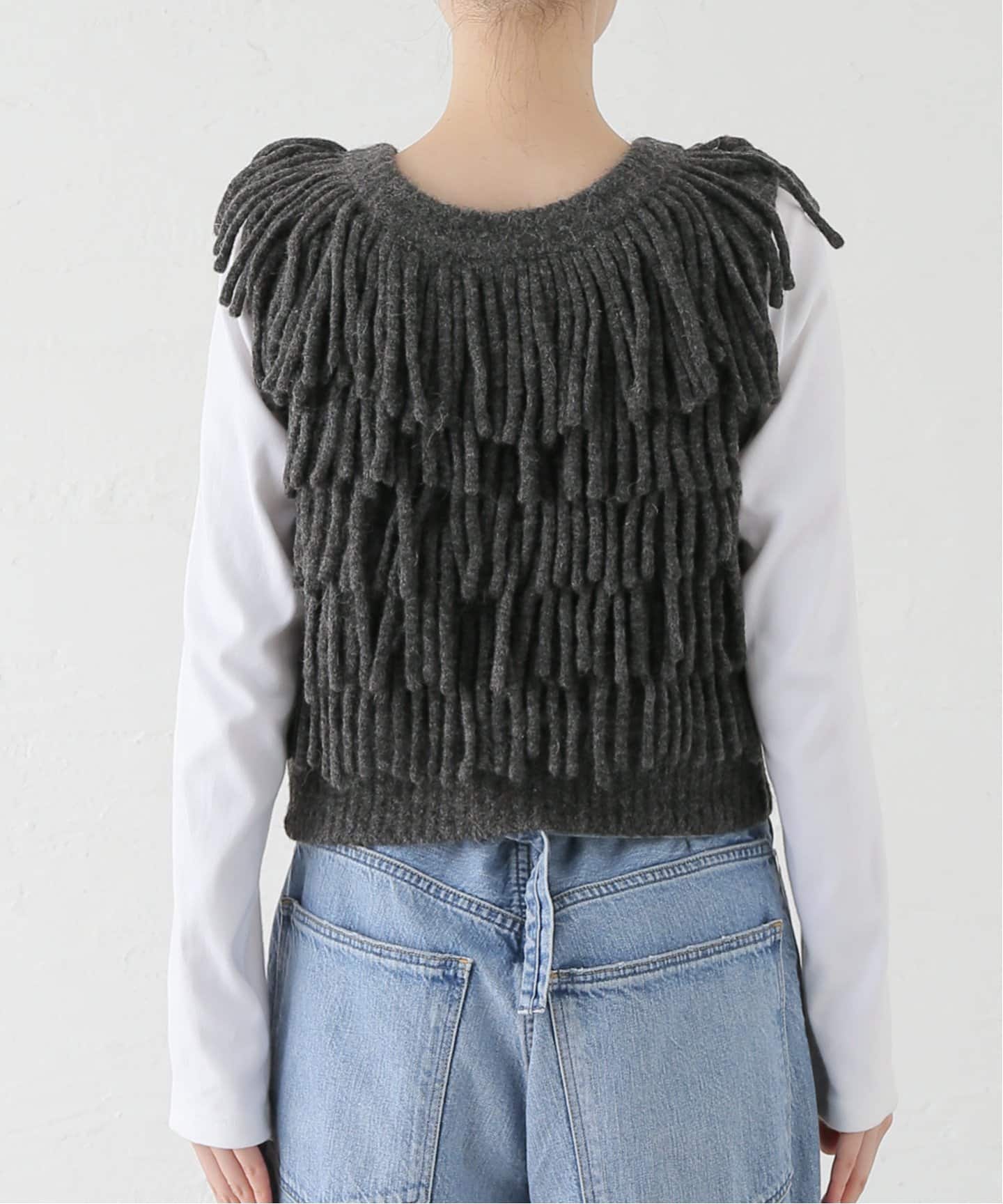 CLANE/クラネ W FACE FRINGE KNIT VEST 17106-2082（ベスト）｜SLOBE