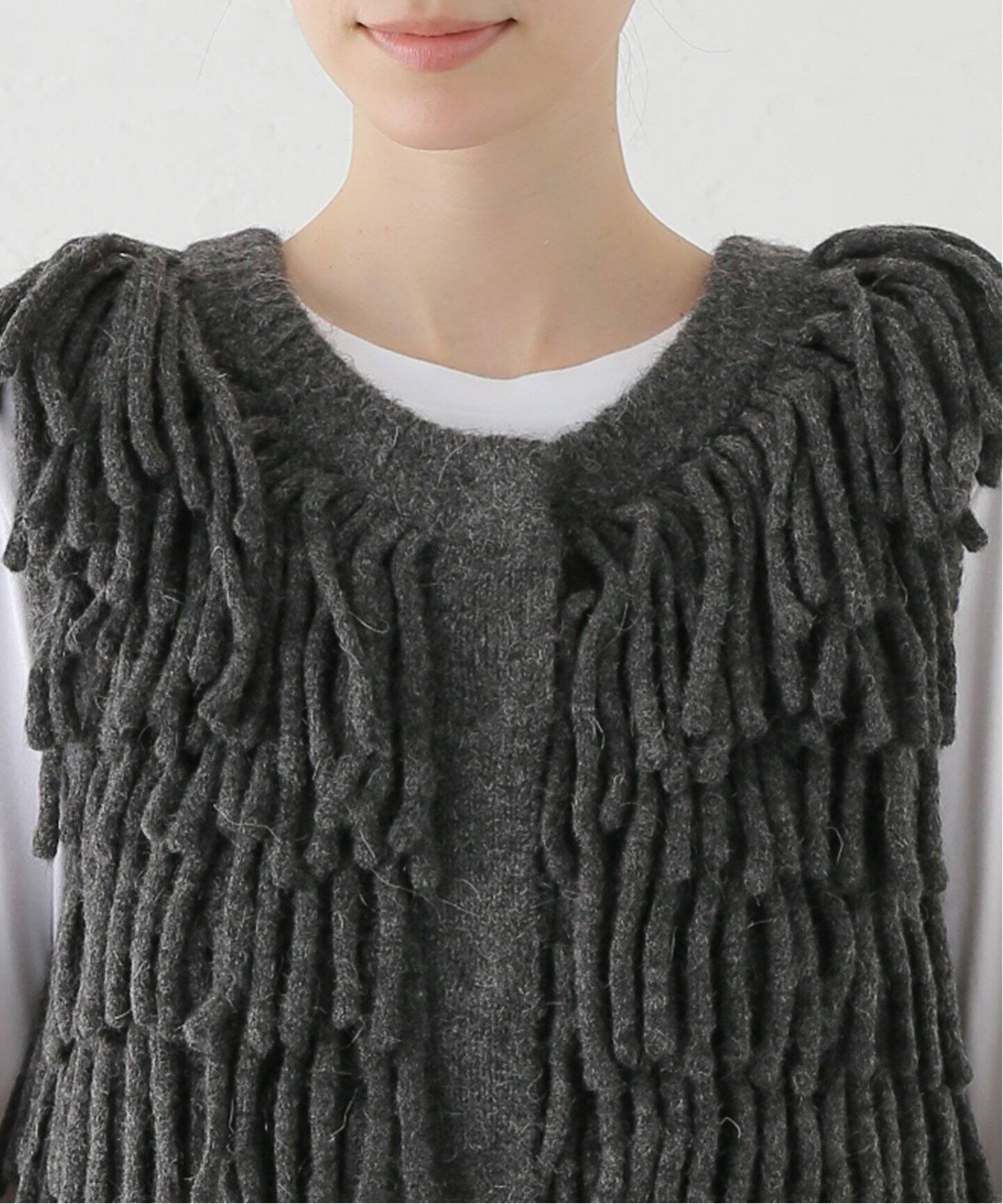 CLANE/クラネ W FACE FRINGE KNIT VEST 17106-2082（ベスト）｜SLOBE 