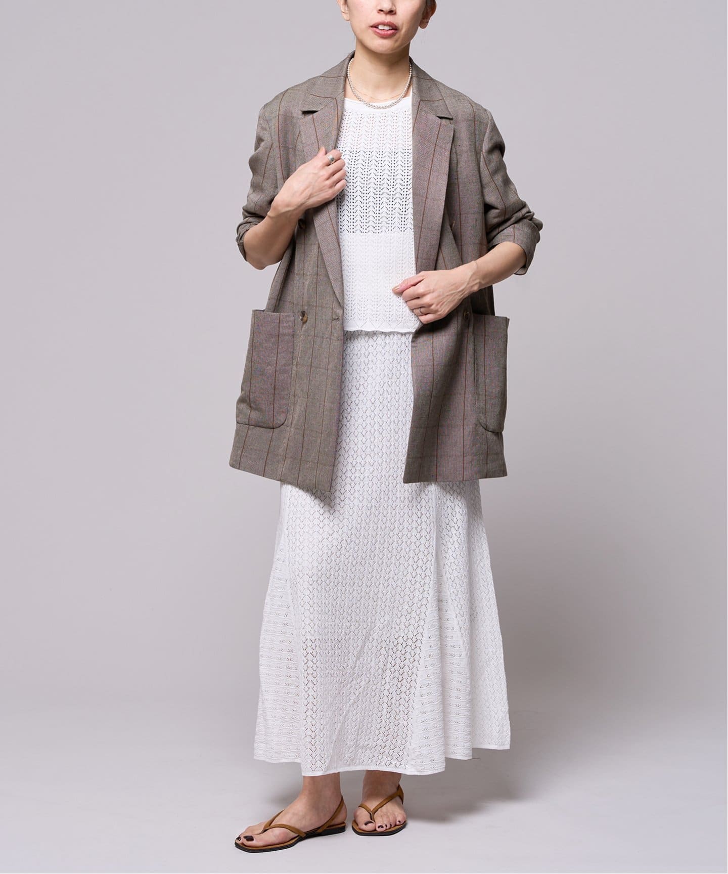 IENA LA BOUCLE リネンコットン透かし編みキャミソール