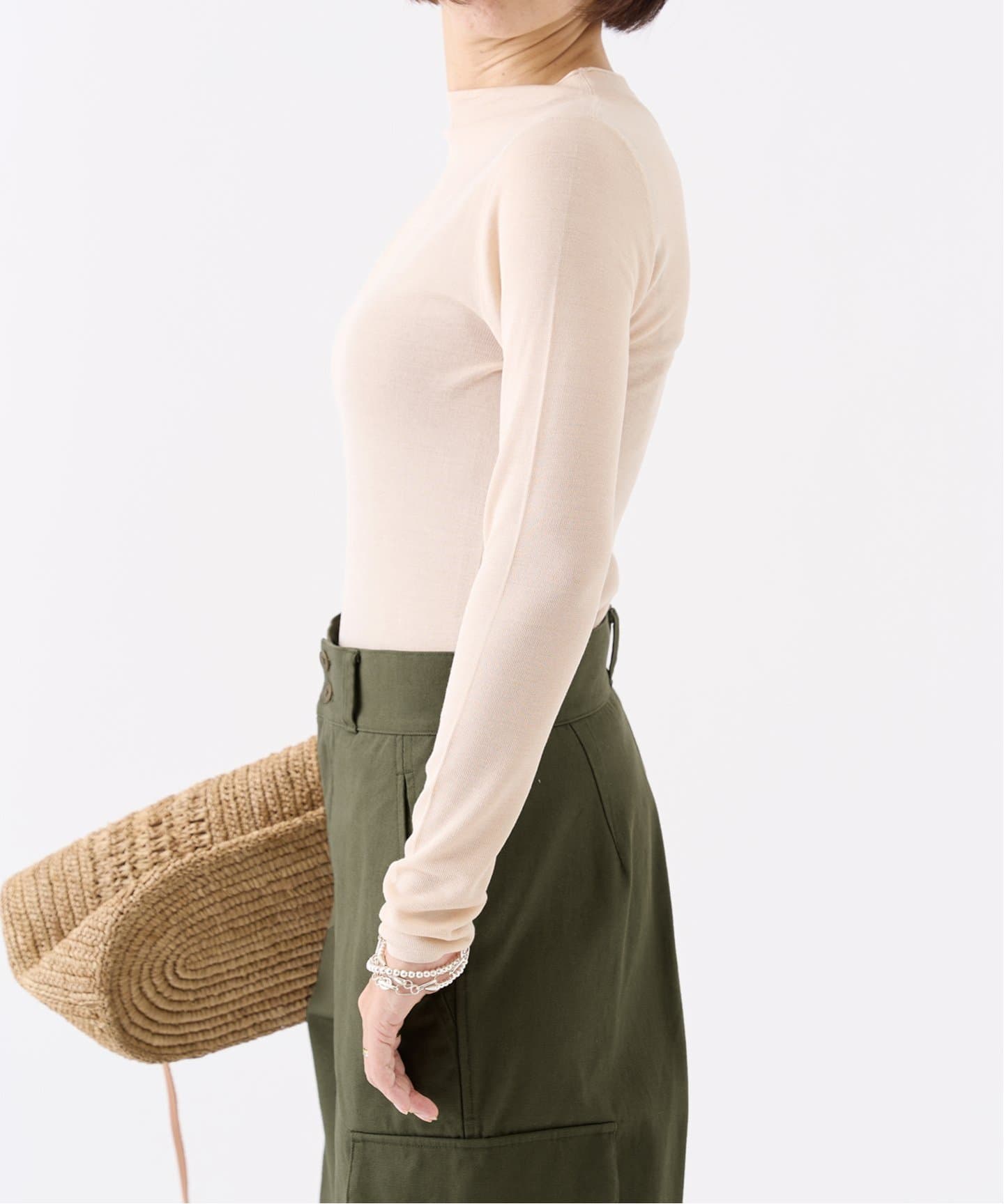 IENA LA BOUCLE シルク総針ボトルネックプルオーバー（ニット