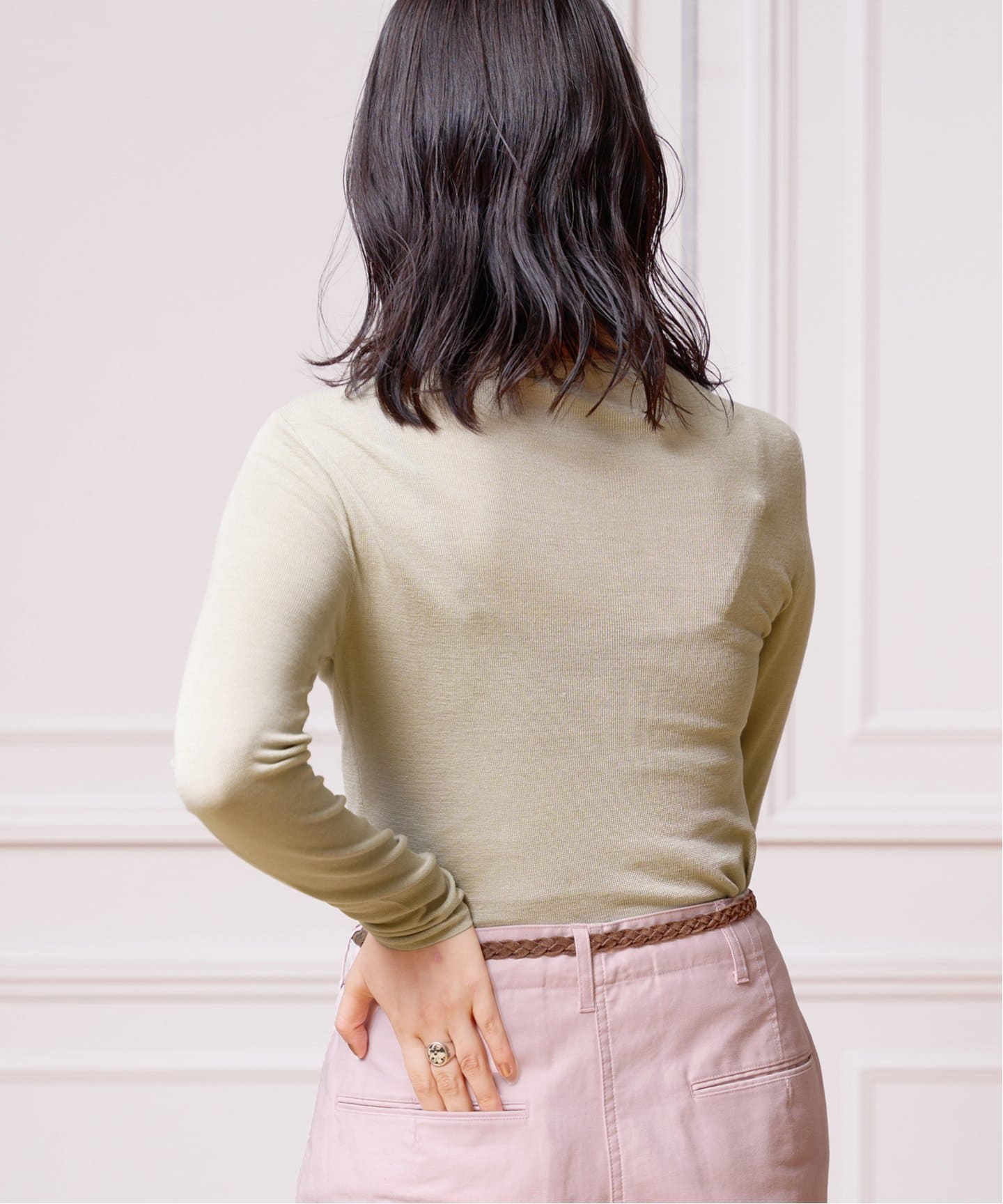 IENA LA BOUCLE シルク総針ボトルネックプルオーバー（ニット