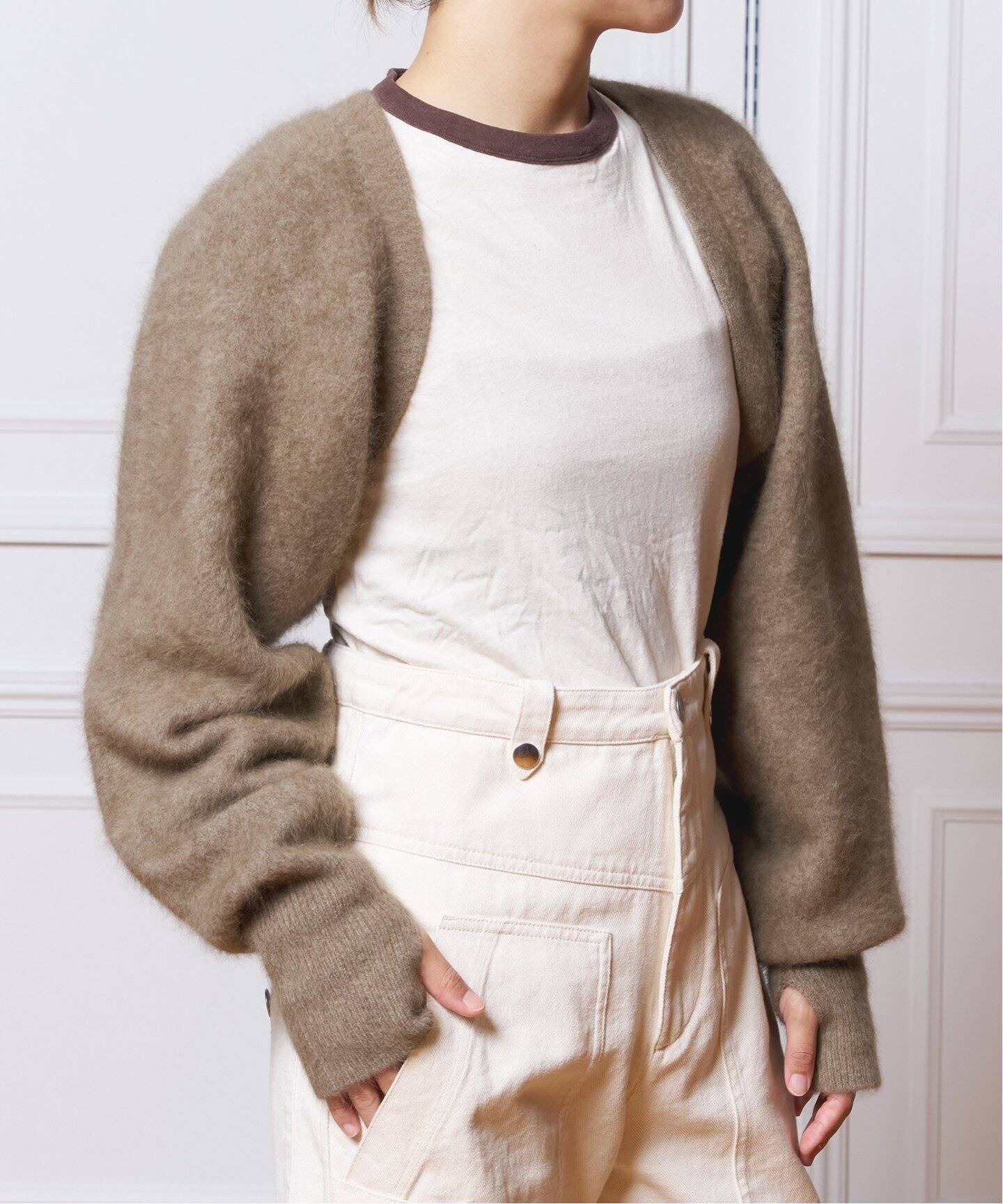 IENA LA BOUCLE ファーニットカーディガン　ベージュ　新品 IENA LA BOUCLE ファーニットカーディガンベージュ新品