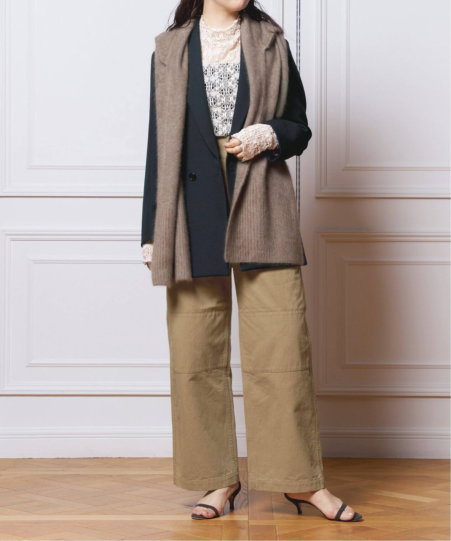 IENA LA BOUCLE ファーニットフーディマフラー（ストール）｜IENA 