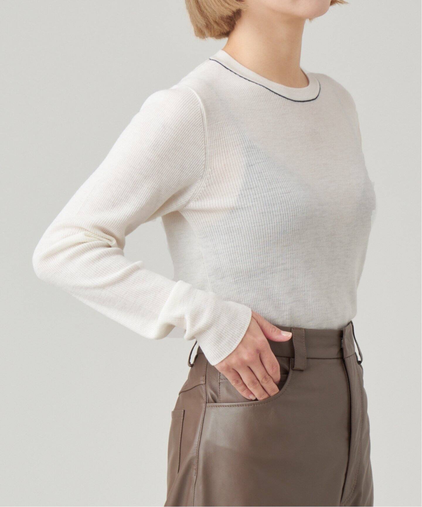 IENA LA BOUCLE 強撚ウールクルーネックプルオーバー（ニット  