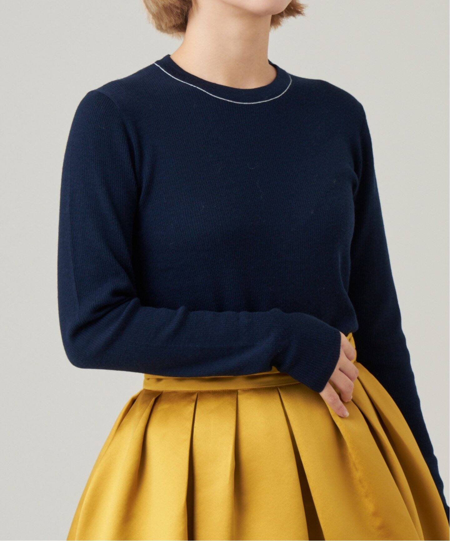 IENA LA BOUCLE 強撚ウールクルーネックプルオーバー（ニット 