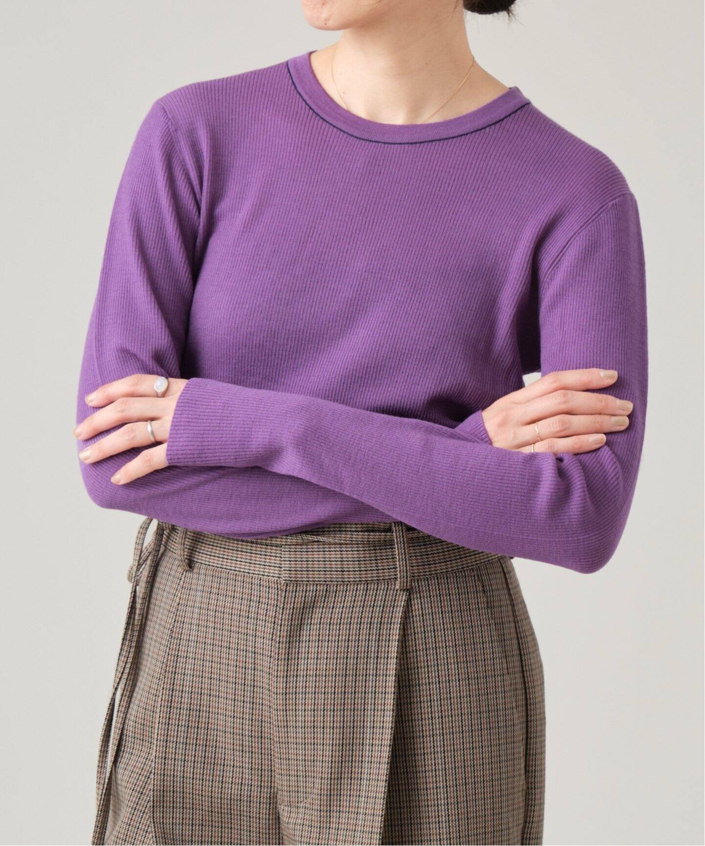 IENA LA BOUCLE 強撚ウールクルーネックプルオーバー（ニット  