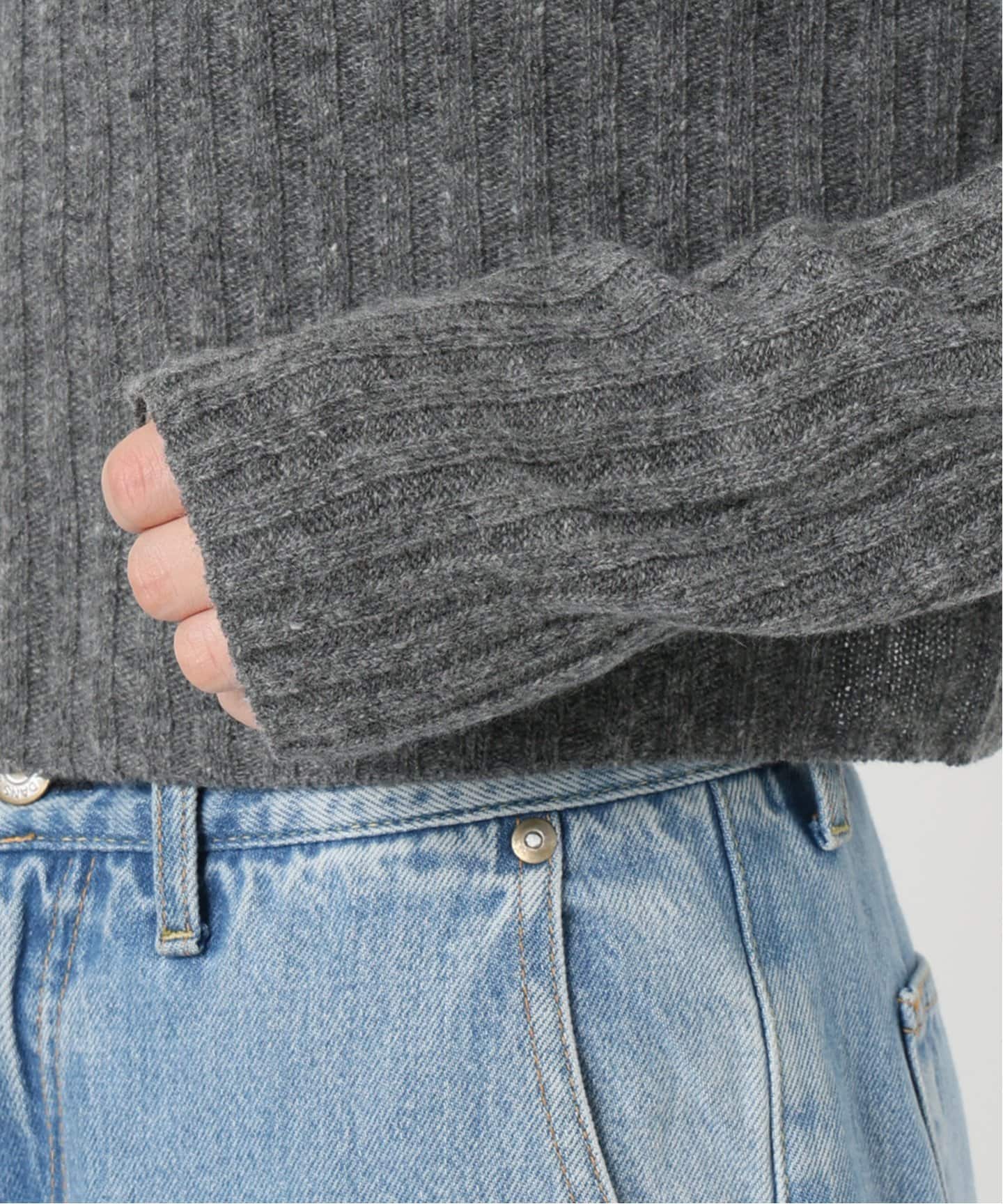 美品✨IÉNA イエナ ウールカシミヤ リブハイネックニット アイボリー フリー セール】ハイゲージ6*3リブタートルネックプルオーバー