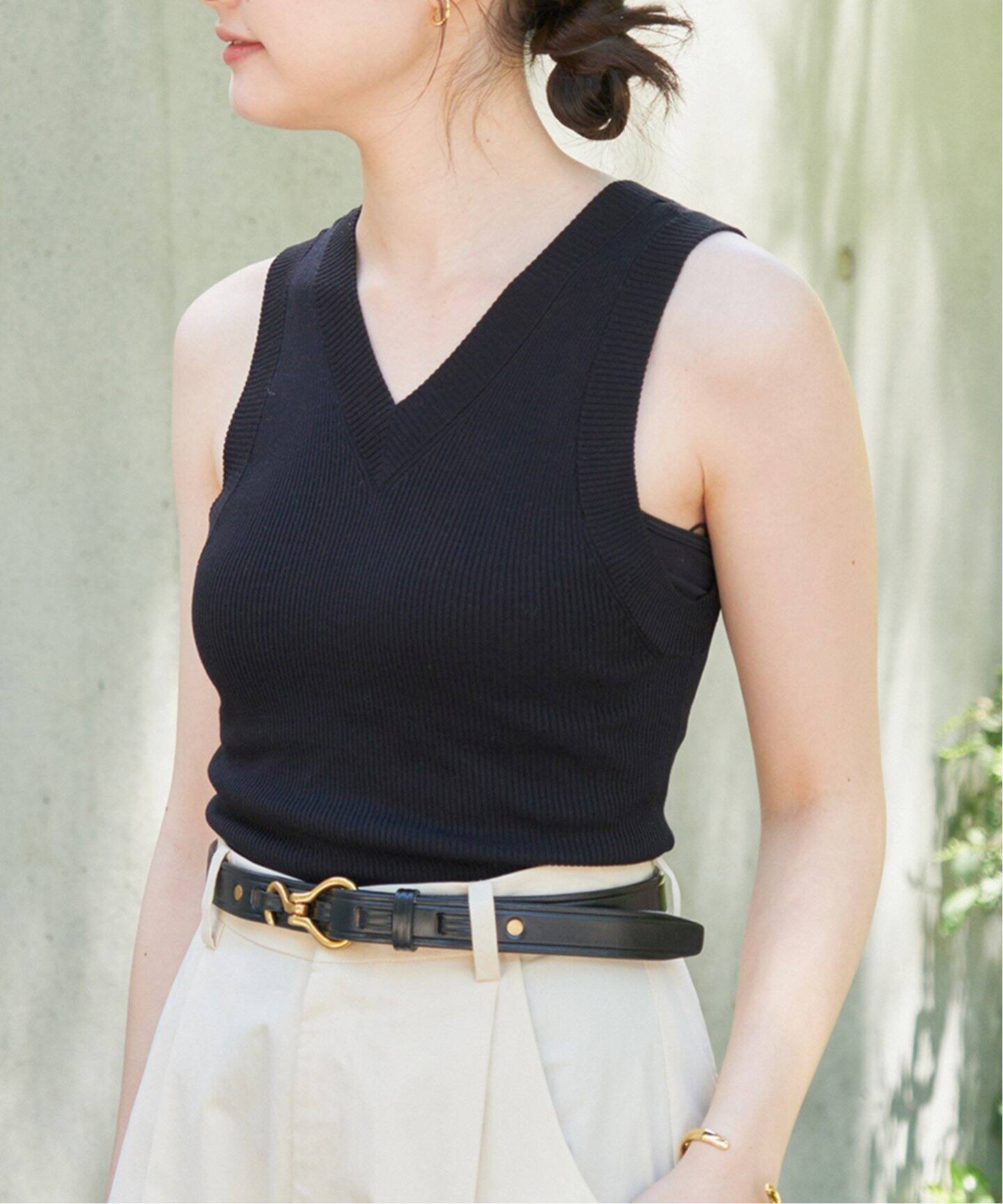 ウォッシャブル シルク リブ タンク（タンクトップ）｜Plage