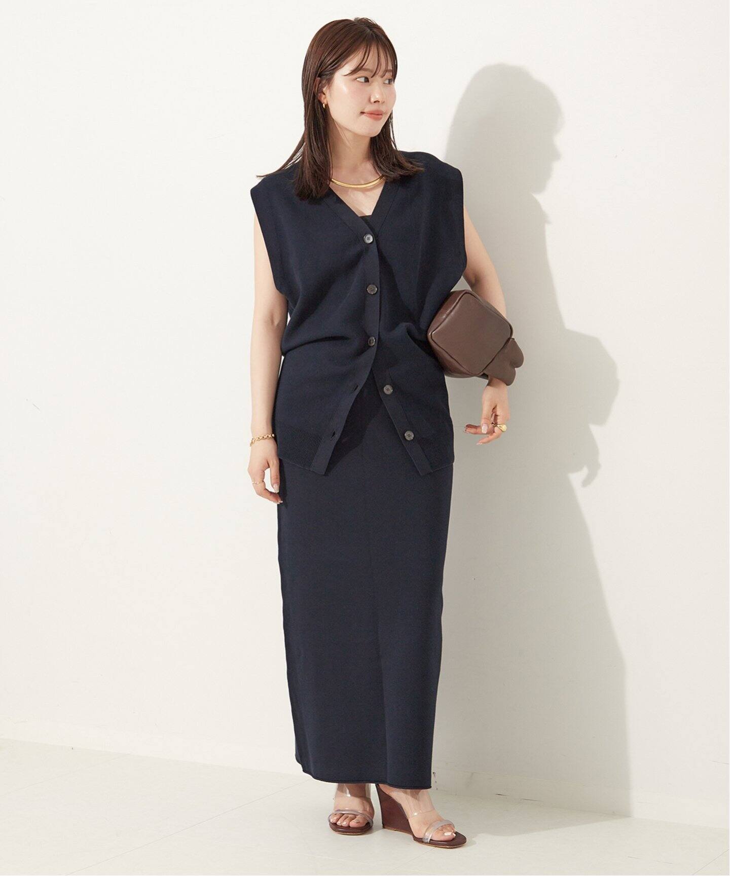 plage CRAFT curvy カーディガンネイビー