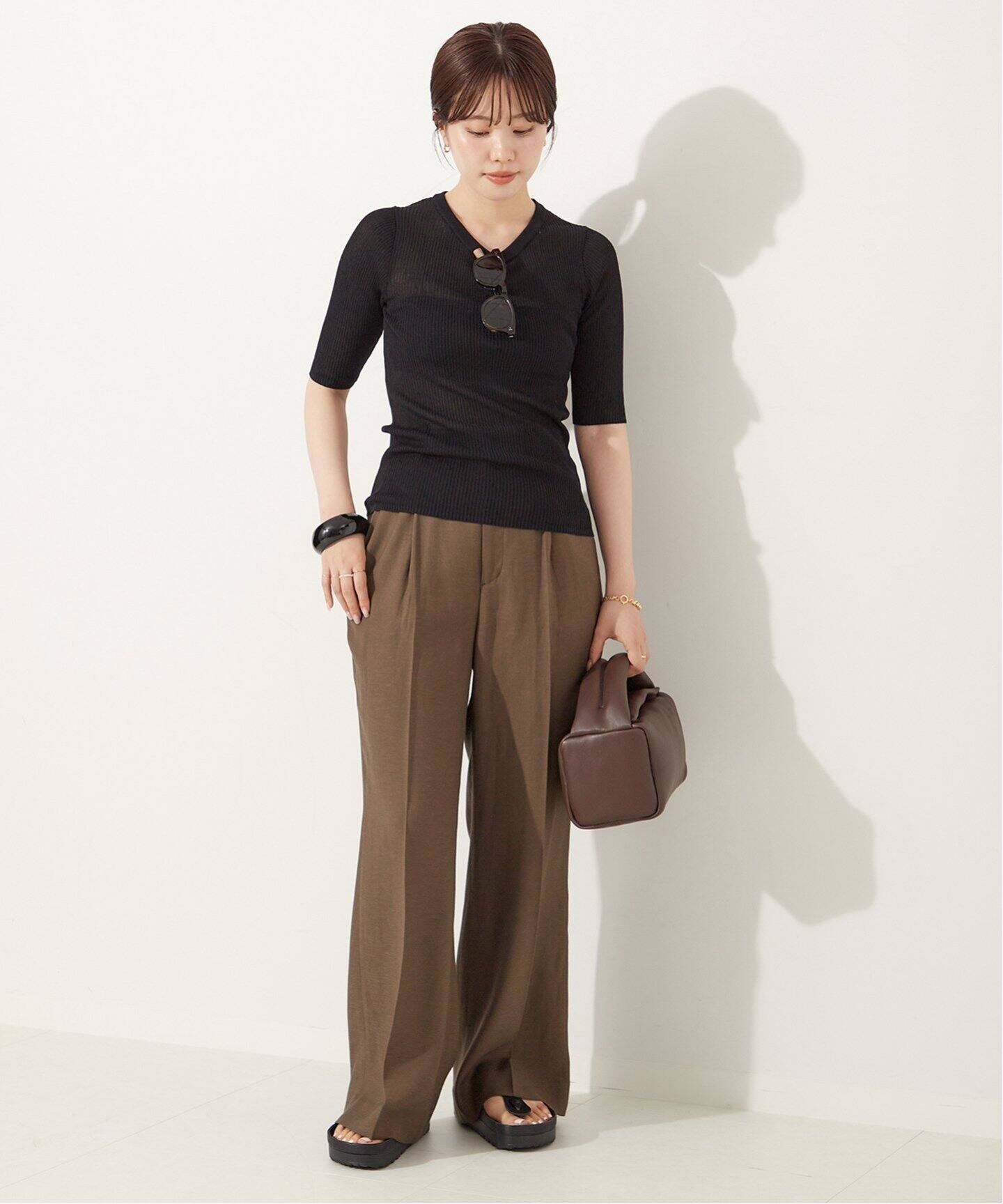 whisper cotton rib Tシャツ（ニット／セーター）｜Plage