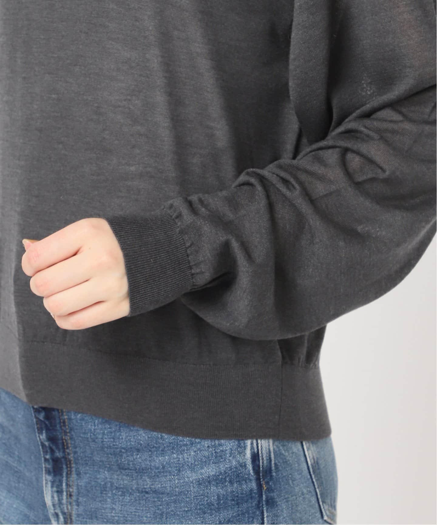 plage プラージュ　24SS リネン ミックス　ルーズプルオーバー　ネイビー 18G silkmix プルオーバー（ニット／セーター）｜Plage