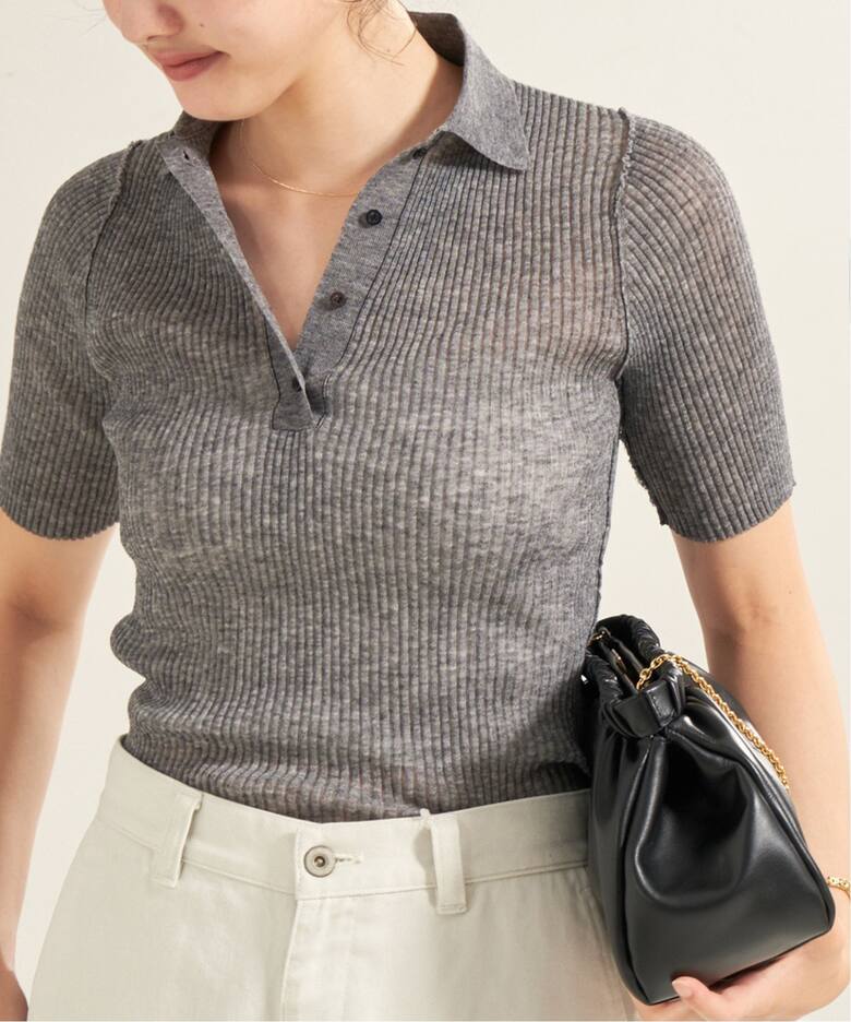 追加》SHEER RIB POLO ニット（ニット／セーター）｜Plage（プラージュ 