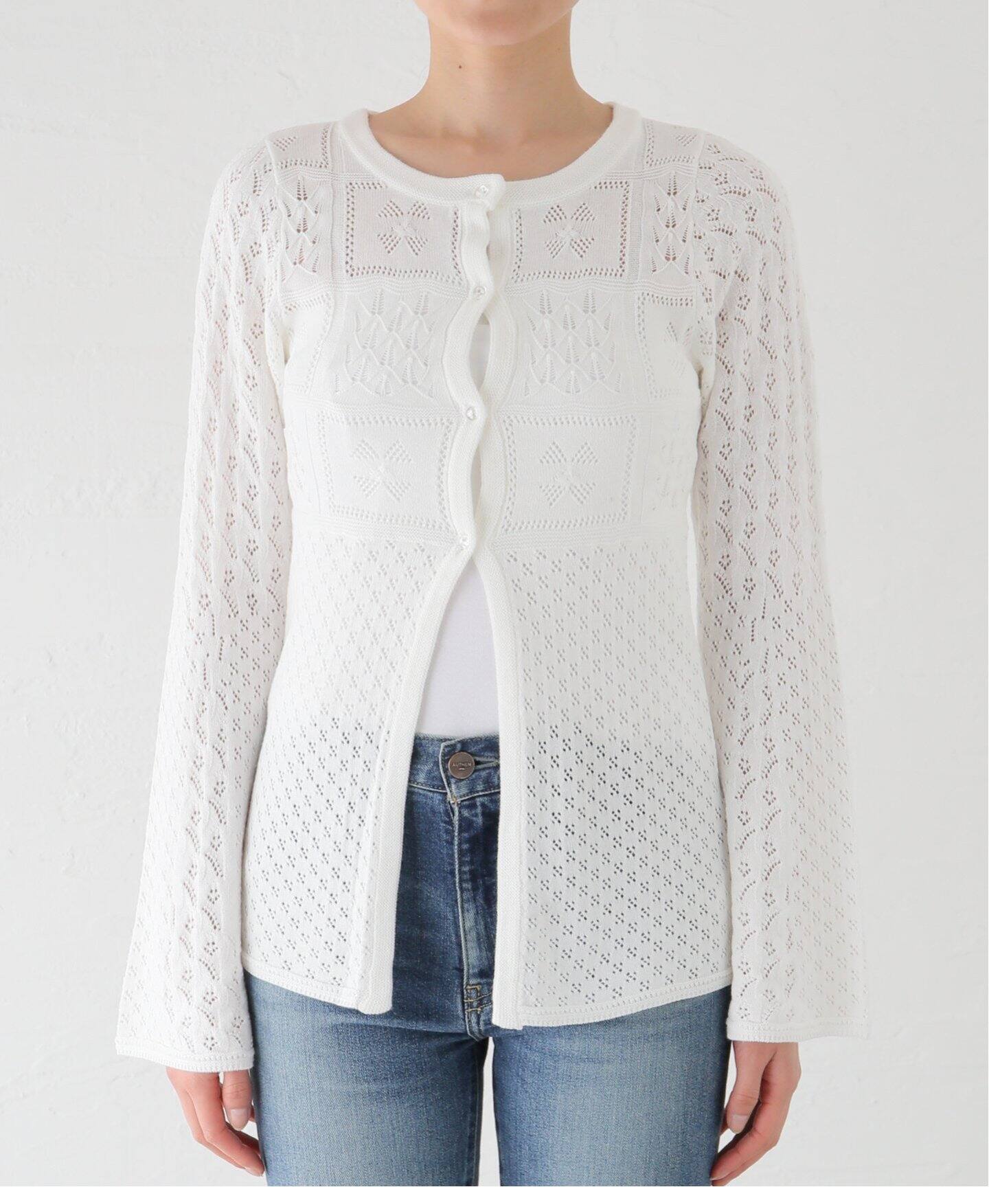 SLOBE citron. フラワーレースニットカーディガン（カーディガン  