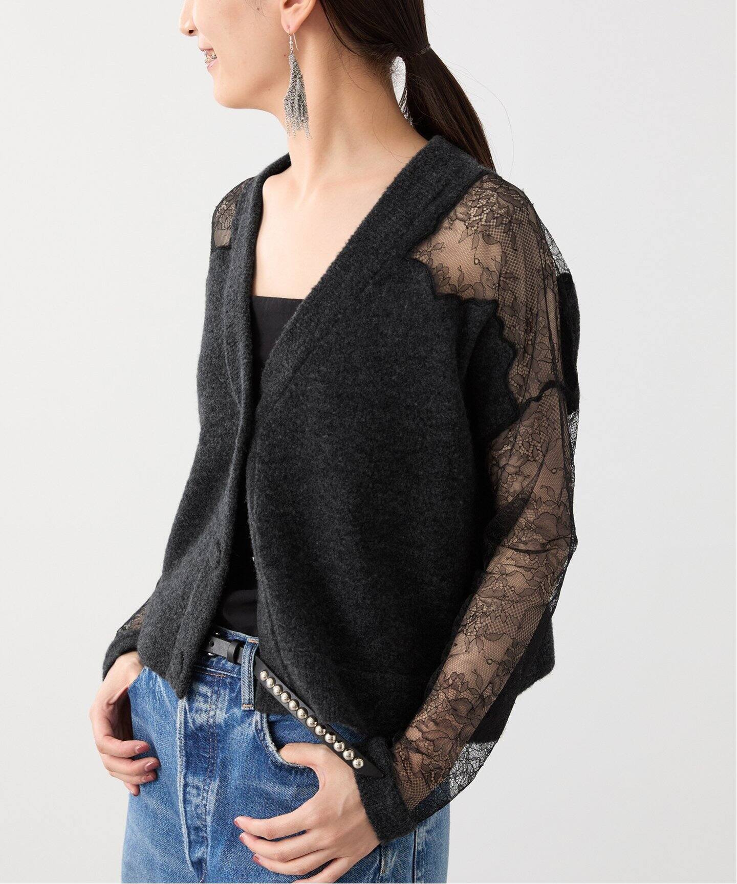 「VERMEIL par iena」 ニットカーディガン FREE グレー レディース VERMEIL par iena カーディガン Linen knit topper レディース