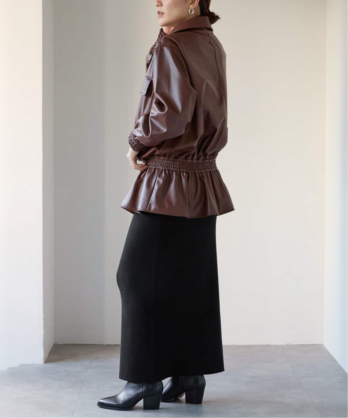 wool混リブ ナローロングスカート（ロング・マキシ丈スカート