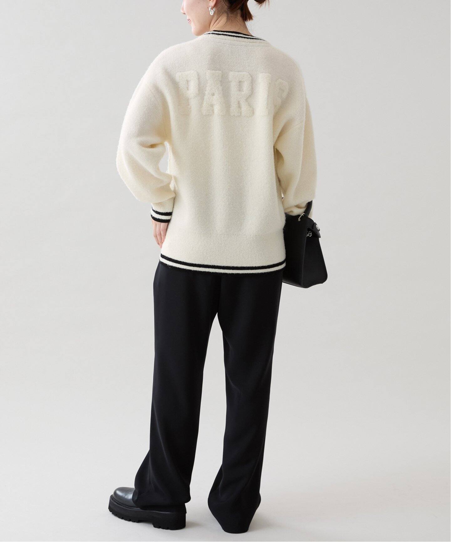 ウールブレンドパイルロゴカレッジカーディガン（カーディガン