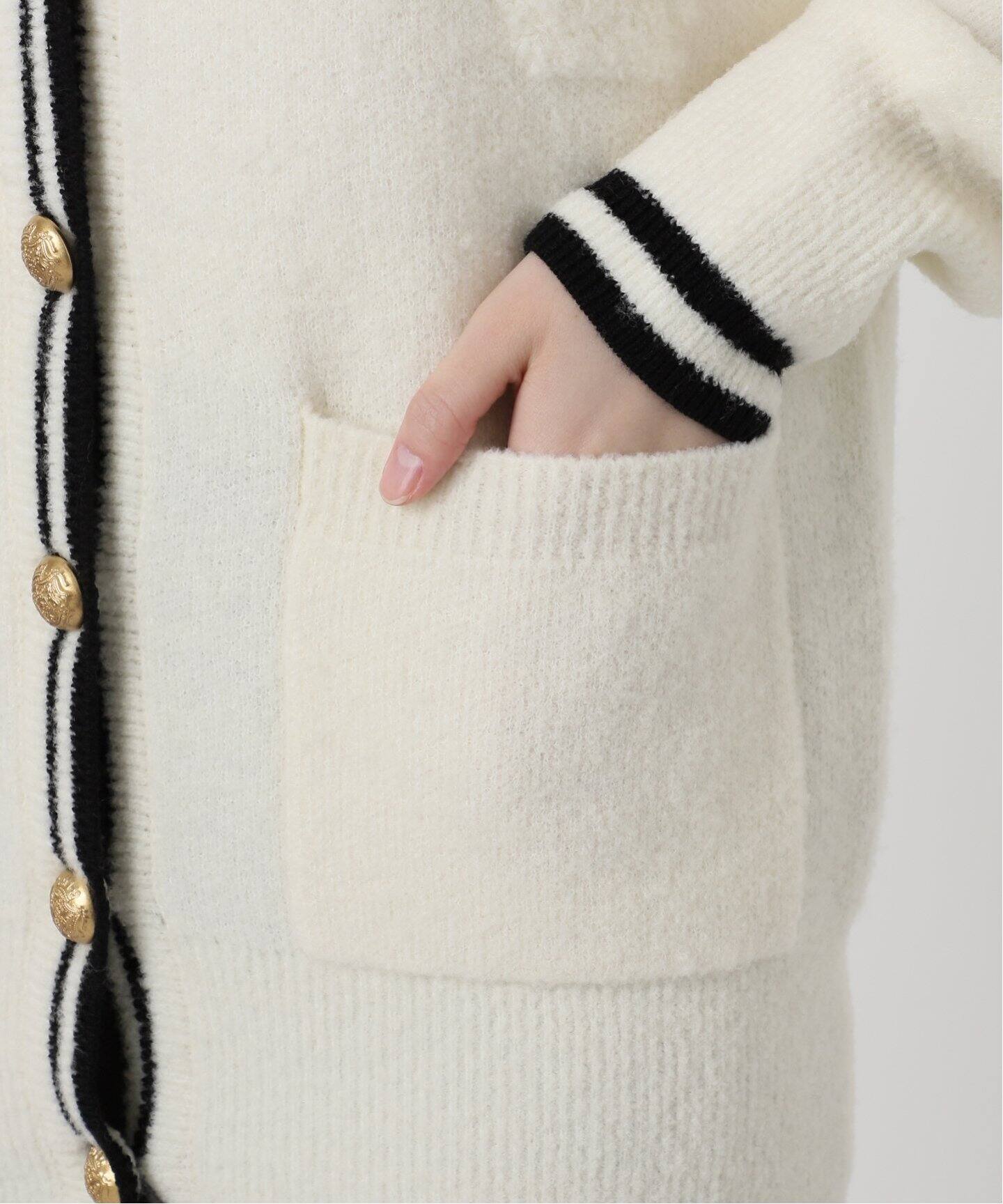 ウールブレンドパイルロゴカレッジカーディガン（カーディガン