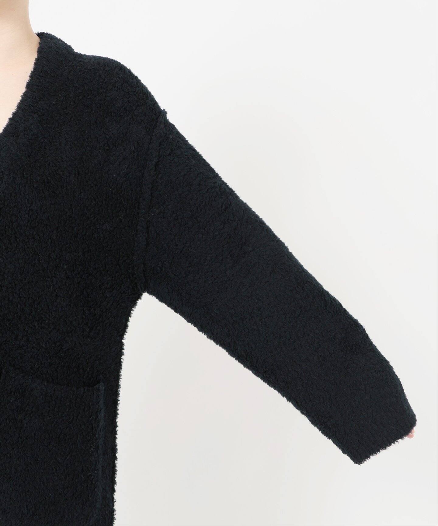 ヴェルメイユパーイエナ ウール100 パフスリーブ リブカーディガン 黒 F wool モールニット カーディガン（カーディガン）｜VERMEIL par iena