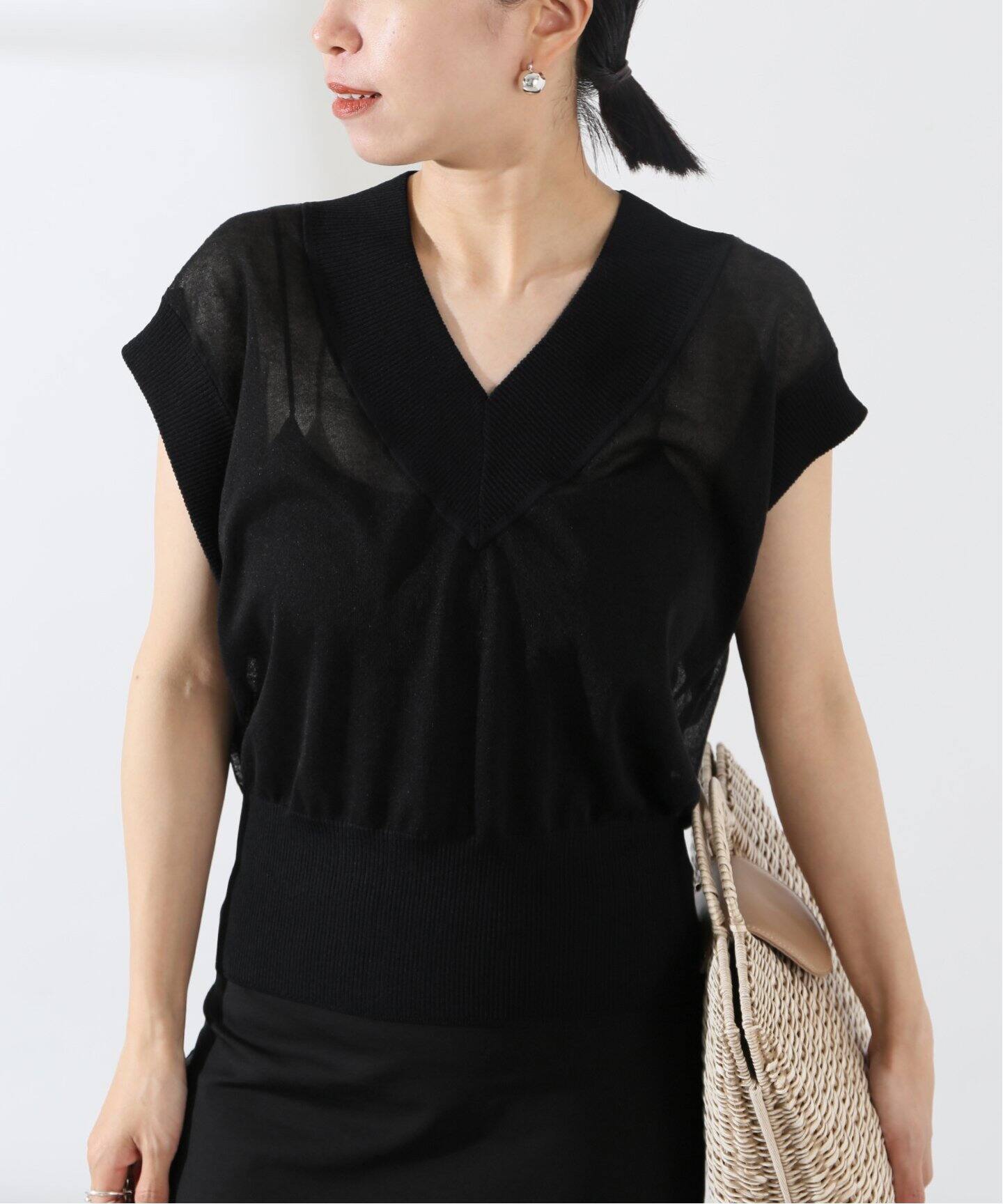 24SSVERMEIL par iena ストローヤーンワイドメッシュベスト