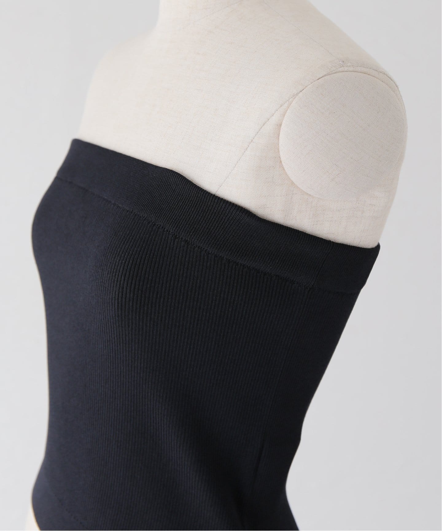 IENA - VERMEIL par iena 2way ストレッチニット ブラック VERMEIL par iena 2way ストレッチニット ブラック（コットン