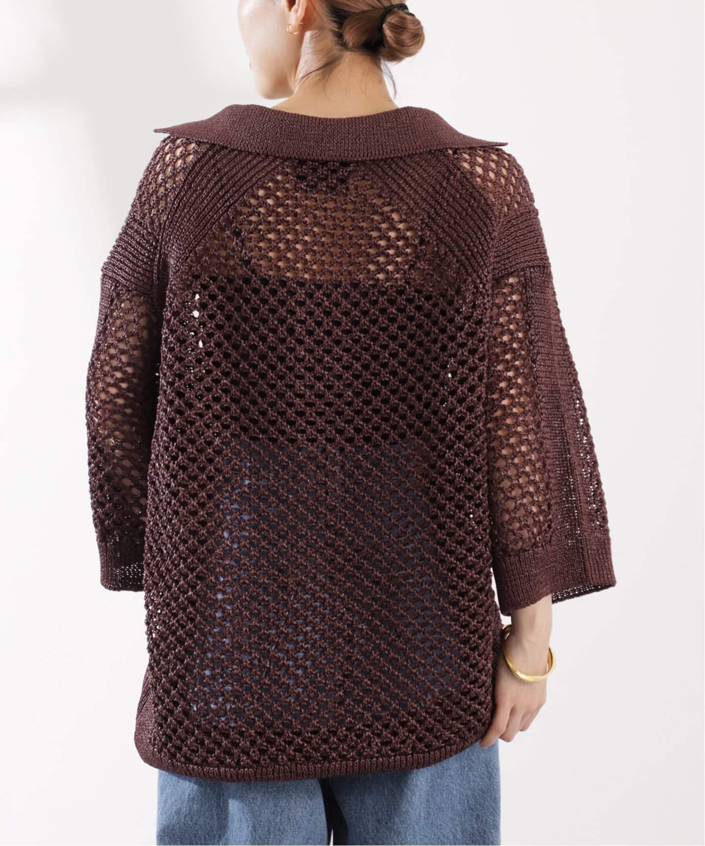 24SSVERMEIL par iena ストローヤーンワイドメッシュベスト