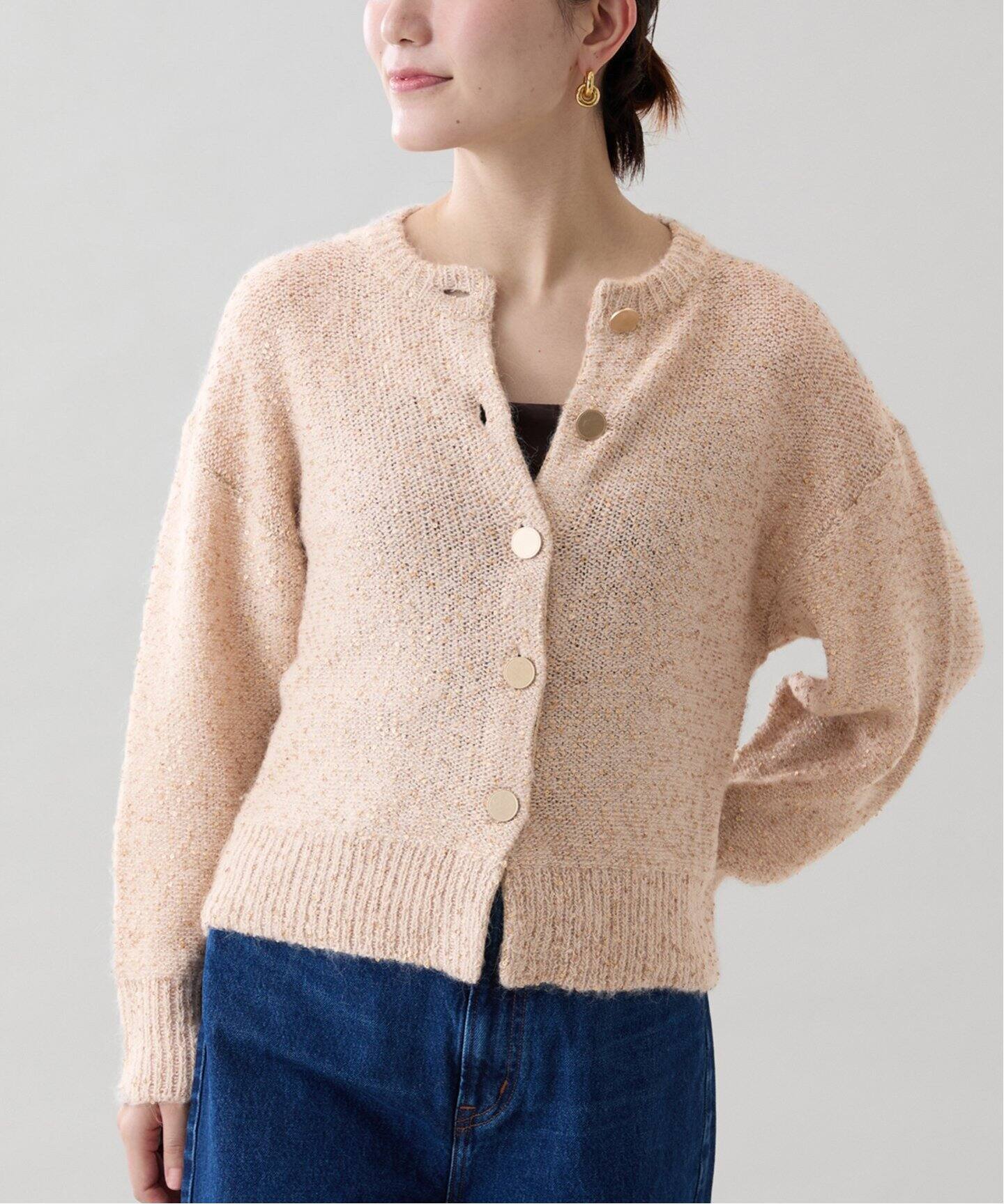 アルパカMIXスパンコール ニットカーディガン（カーディガン  