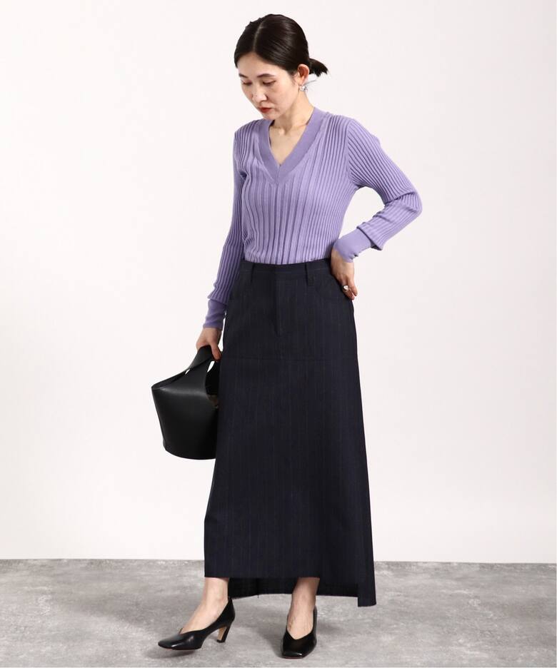 イタリア糸 リブVネックプルオーバー（ニット／セーター）｜VERMEIL  