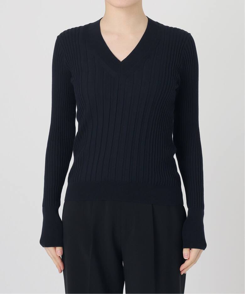 イタリア糸 リブVネックプルオーバー（ニット／セーター）｜VERMEIL  