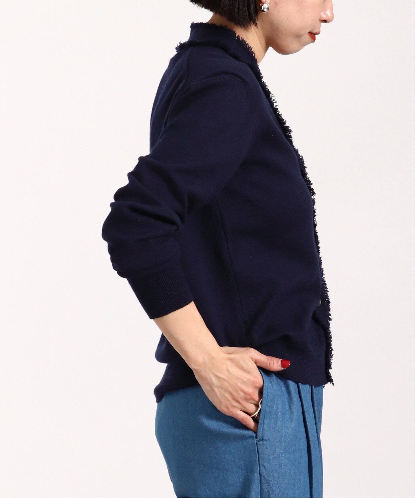 SLOANE/スローン】14G天竺コットン フリンジVネックカーディガン  