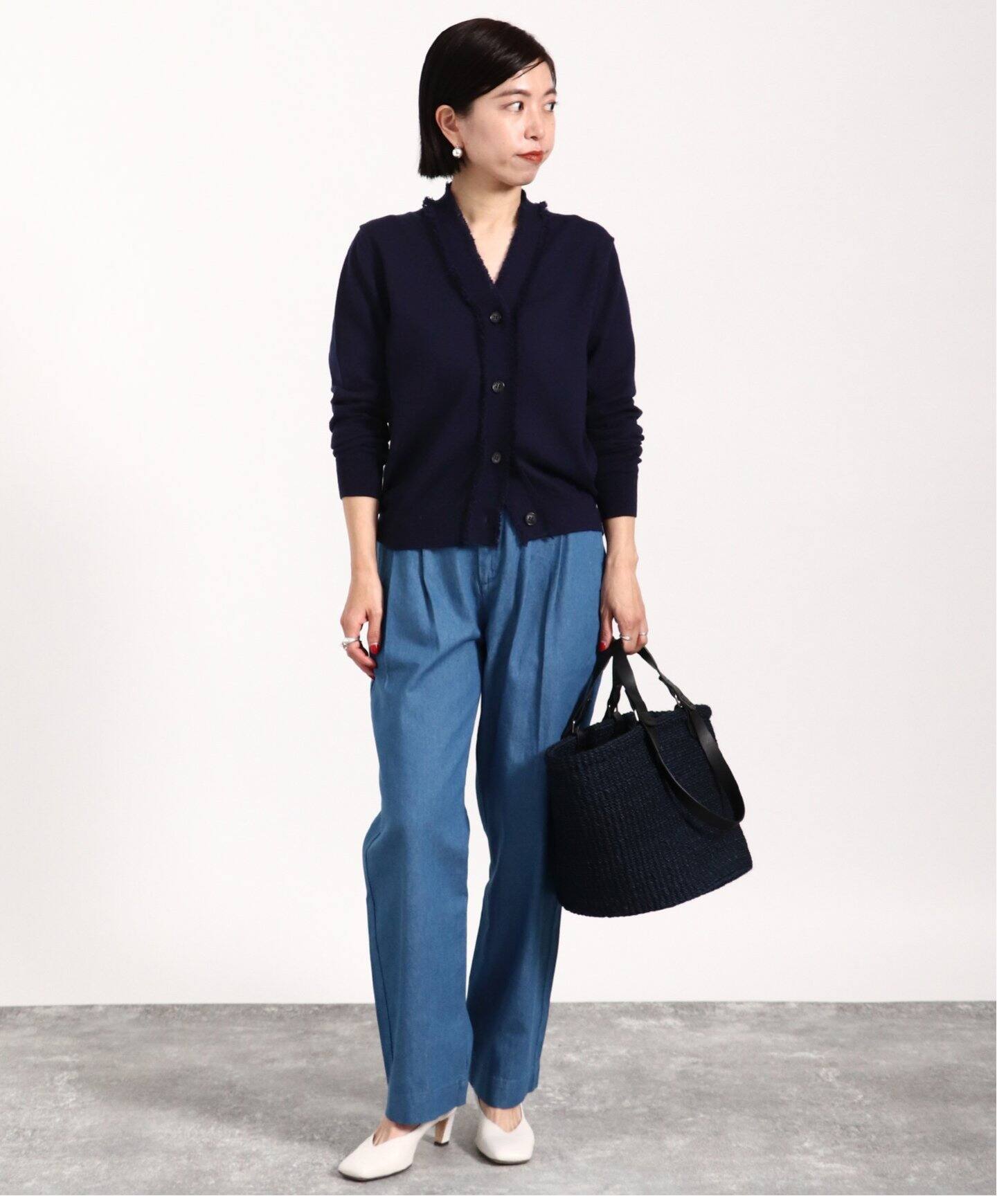 SLOANE/スローン】14G天竺コットン フリンジVネックカーディガン  