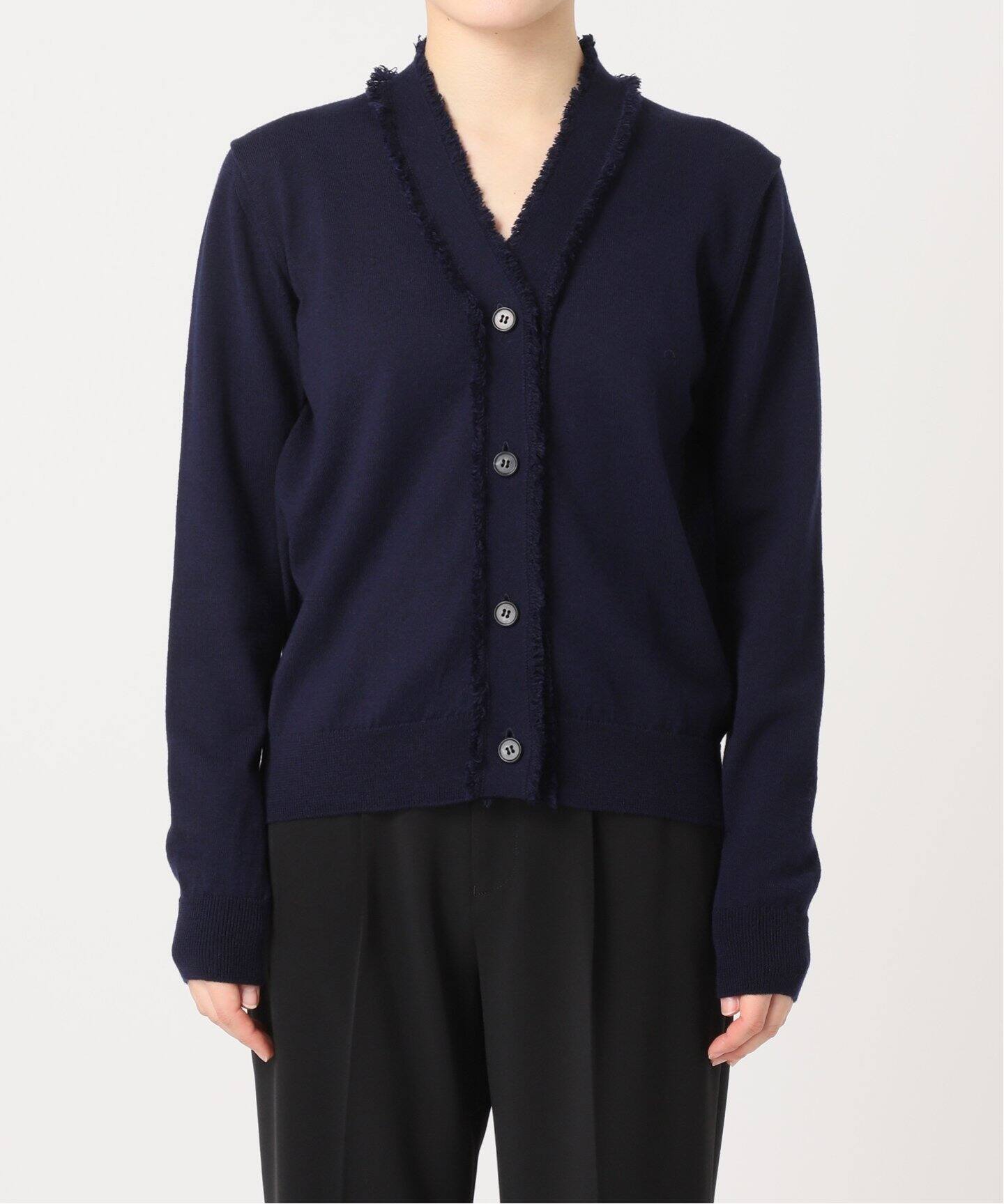 SLOANE/スローン】14G天竺コットン フリンジVネックカーディガン  