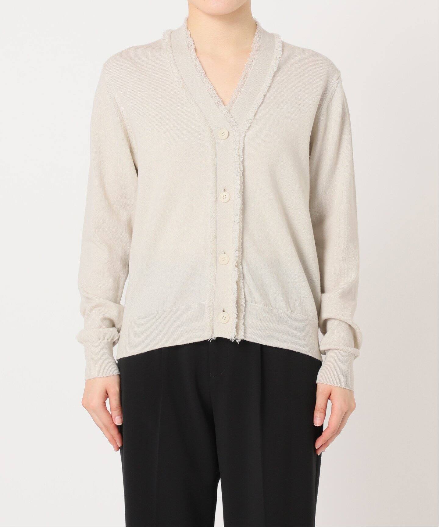 SLOANE/スローン】14G天竺コットン フリンジVネックカーディガン  