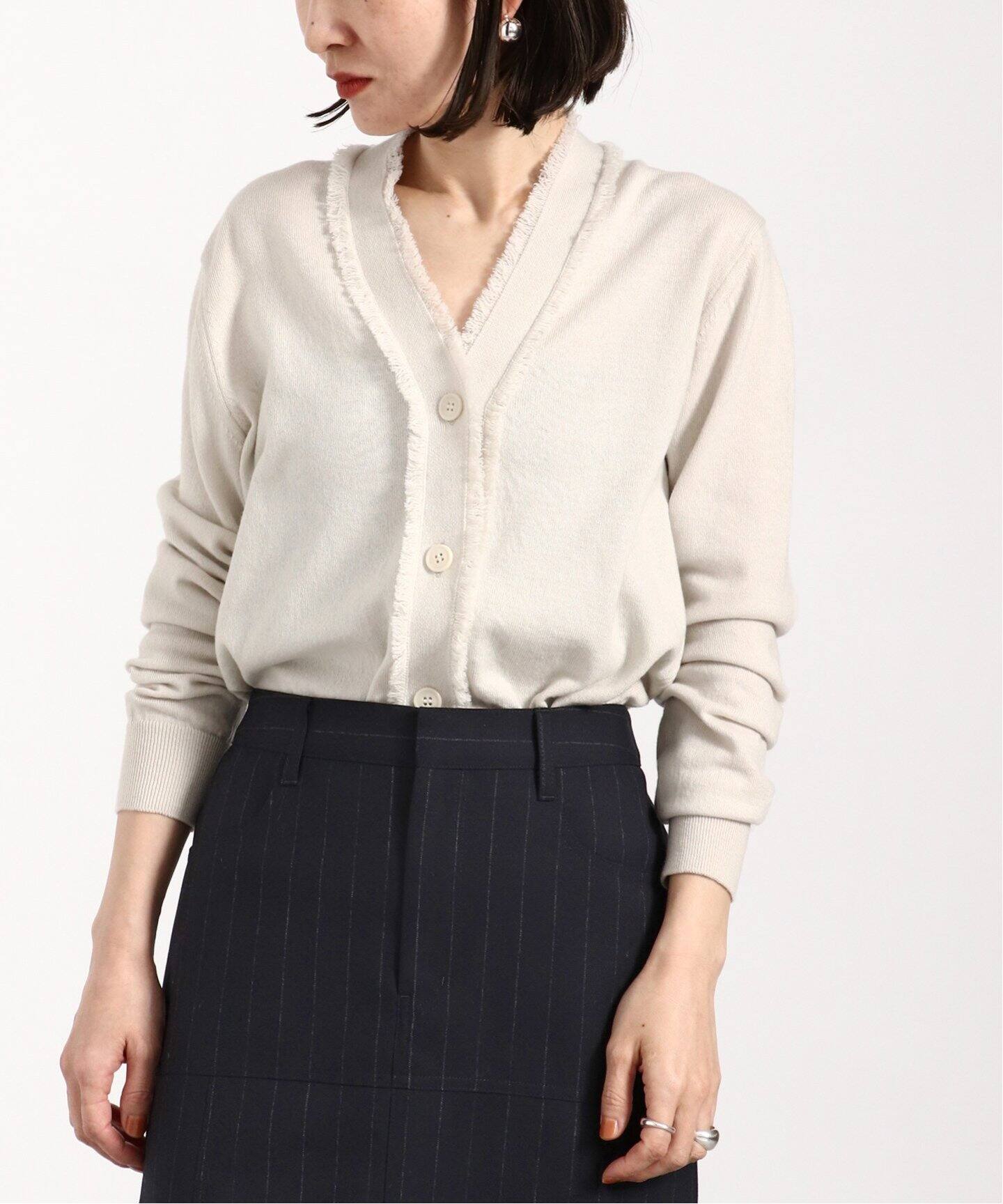 SLOANE/スローン】14G天竺コットン フリンジVネックカーディガン  