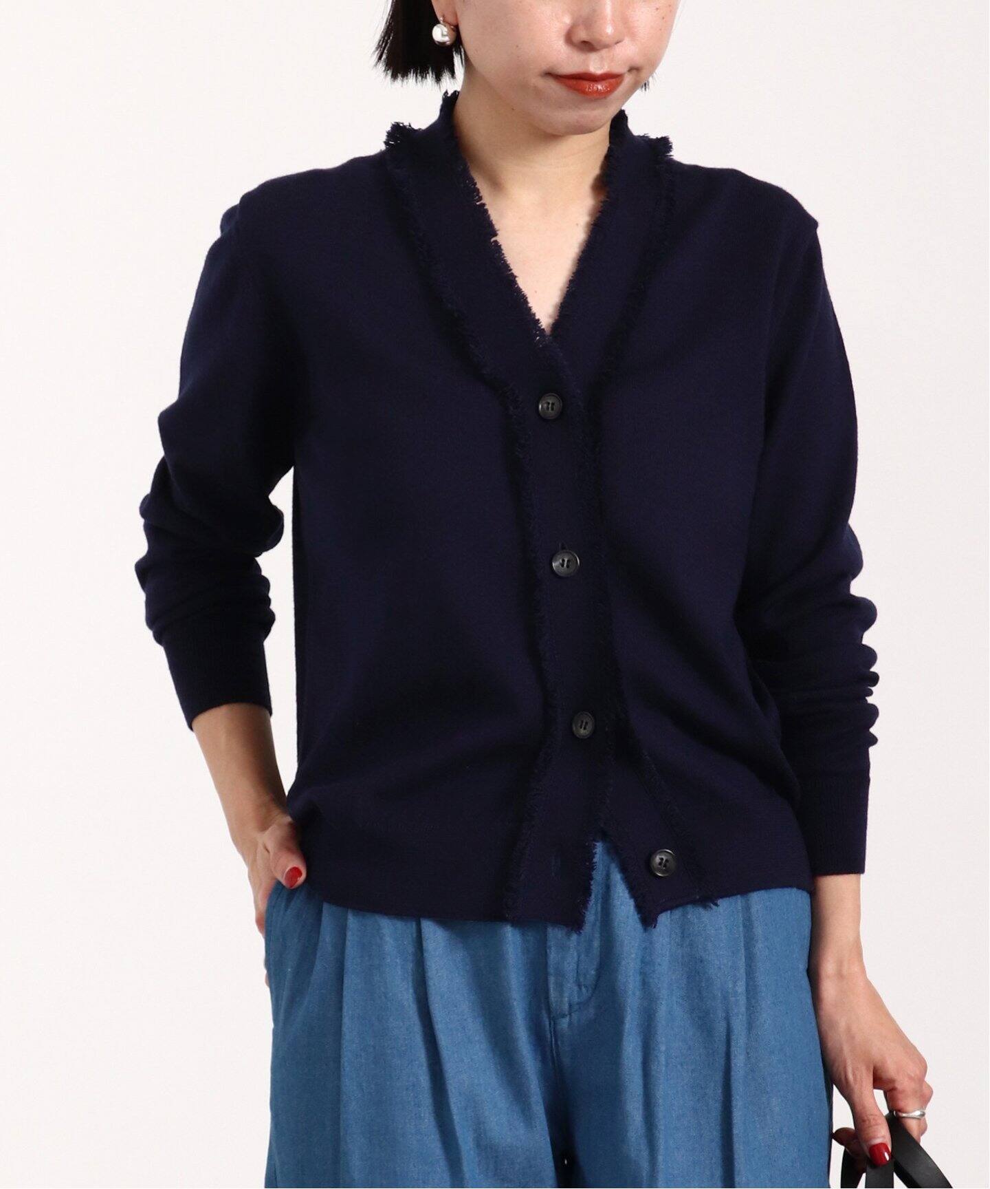 SLOANE/スローン】14G天竺コットン フリンジVネックカーディガン  