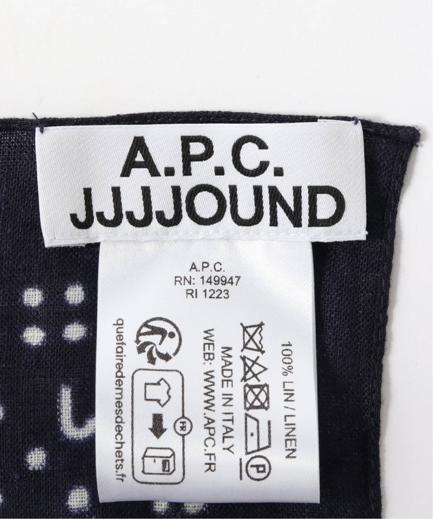 A.P.C. アーペーセー JJJJound ジョウンド バンダナ A.P.C.×JJJJound ( アーペーセー×ジョウンド) FOULARD JJJOUND