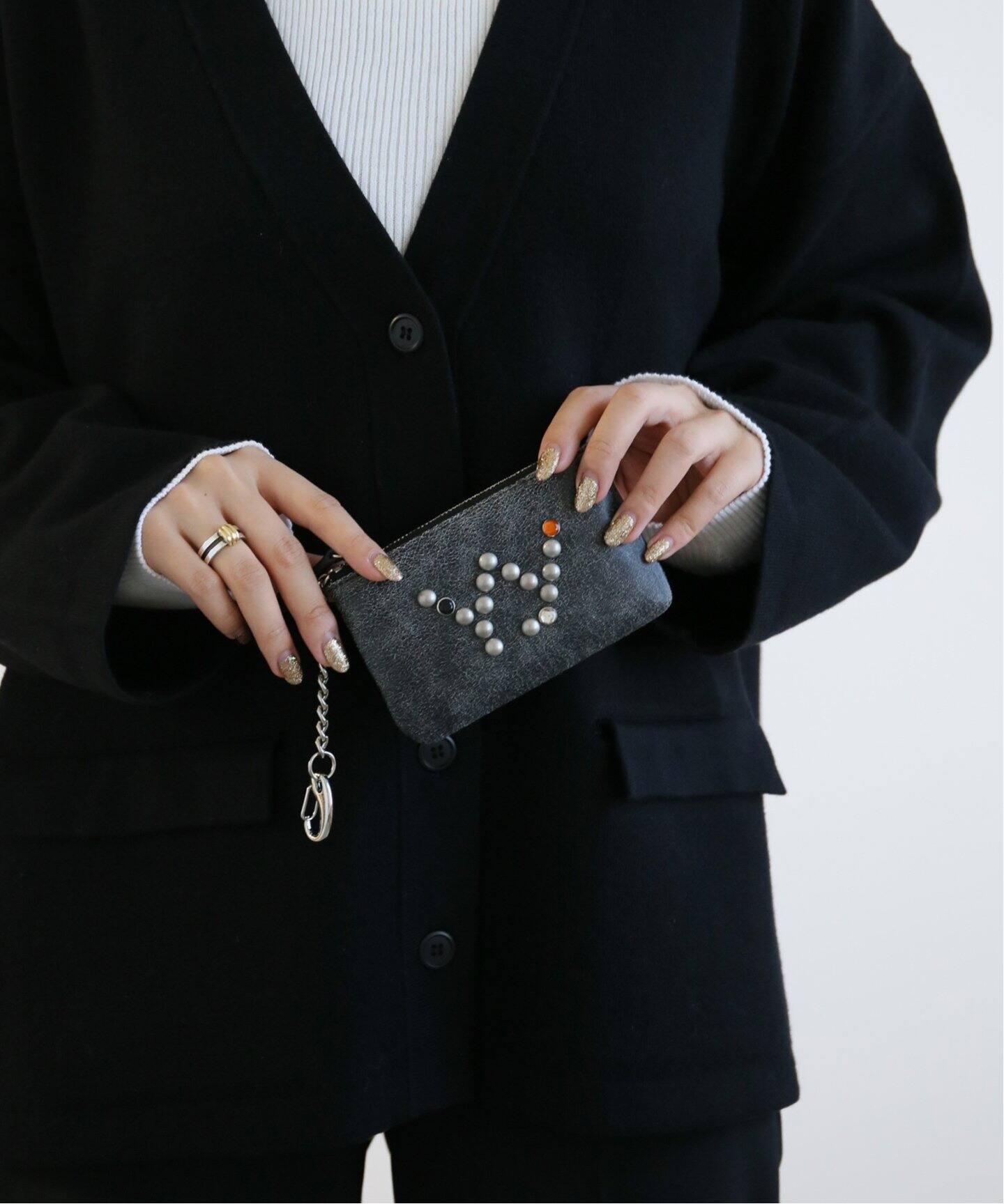 OPEN YY / オープンワイワイ】 Leather YY STUD CHAIN WALLET 