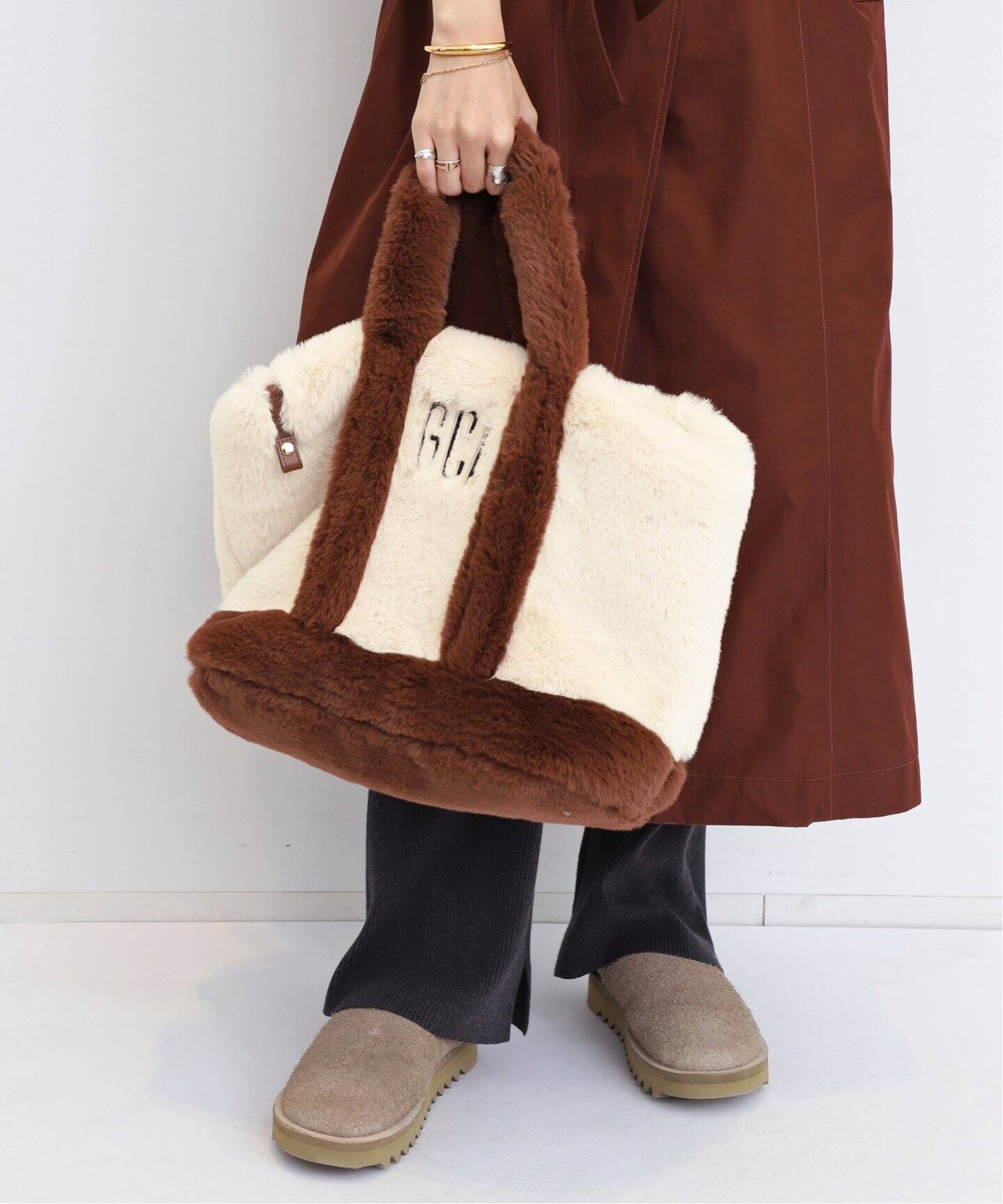 GOOD GRIEF!/グッド グリーフ】 GCA EMB. FAUX FUR TOTE BAG（トート  