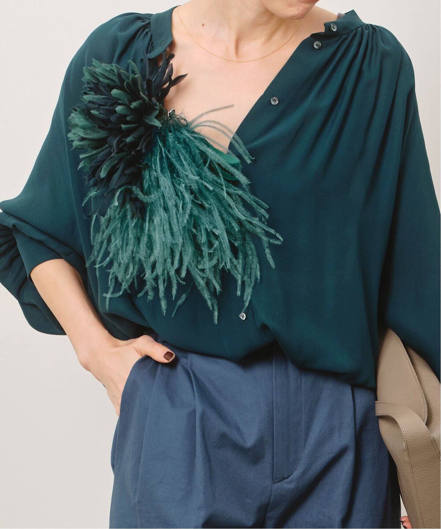 INDRESS/インドレス】 Ostrich feather brooch（コサージュ）｜L 