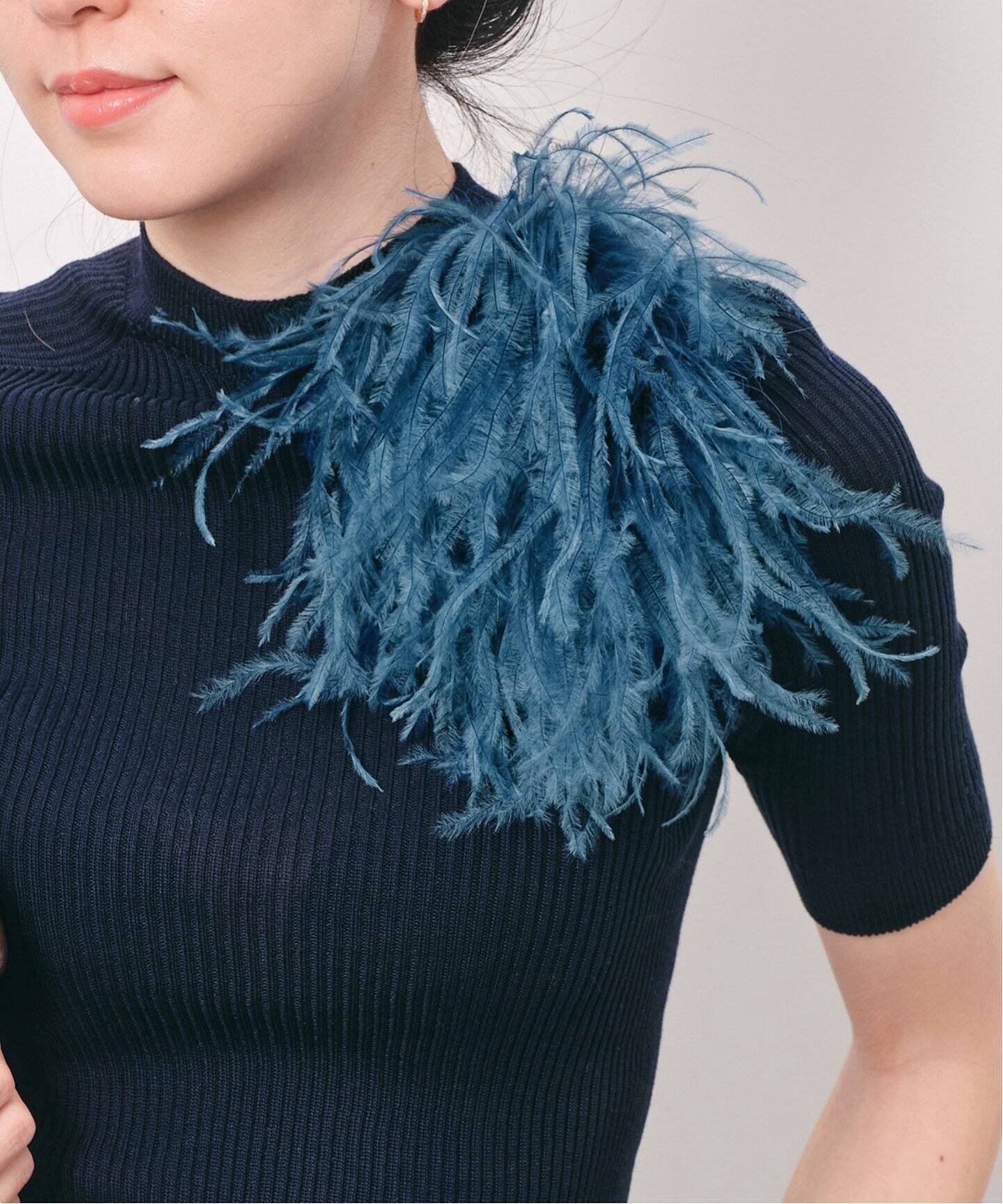INDRESS/インドレス】 Ostrich feather brooch（コサージュ）｜L  
