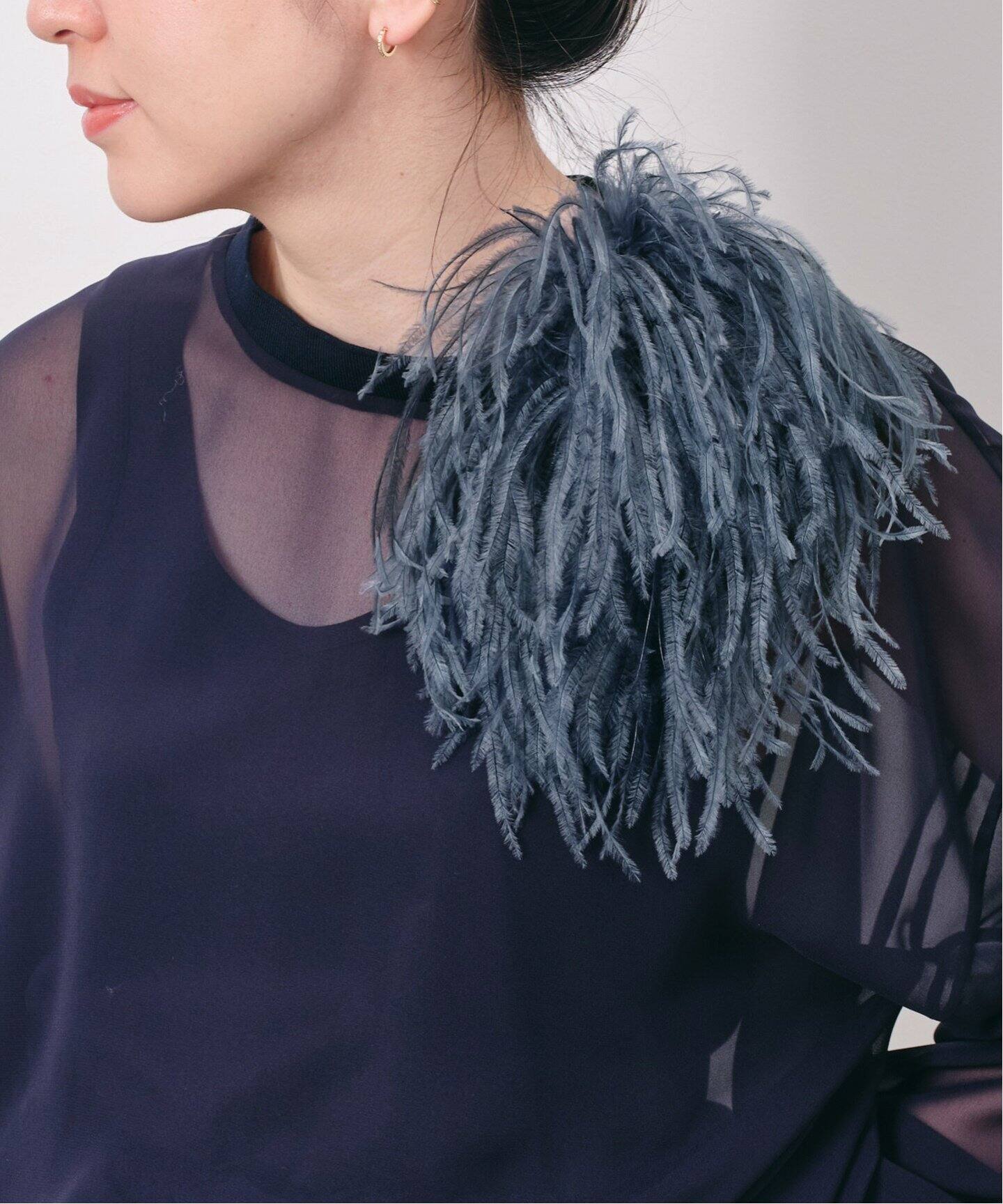 INDRESS/インドレス】 Ostrich feather brooch（コサージュ）｜L  