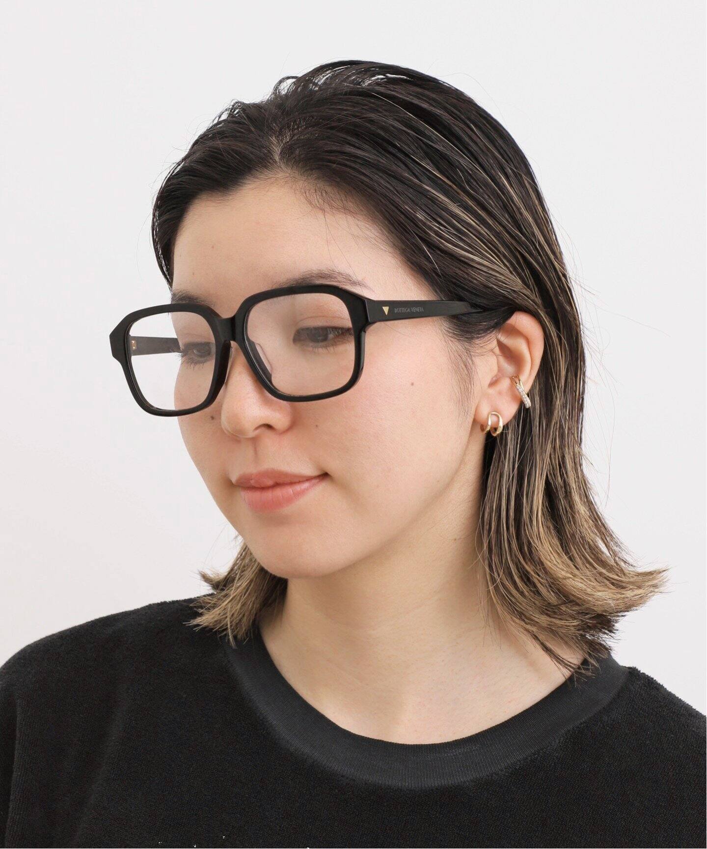BOTTEGA VENETA/ボッテガ ヴェネタ】 SQUARE BLACK EYEWEAR（メガネ 