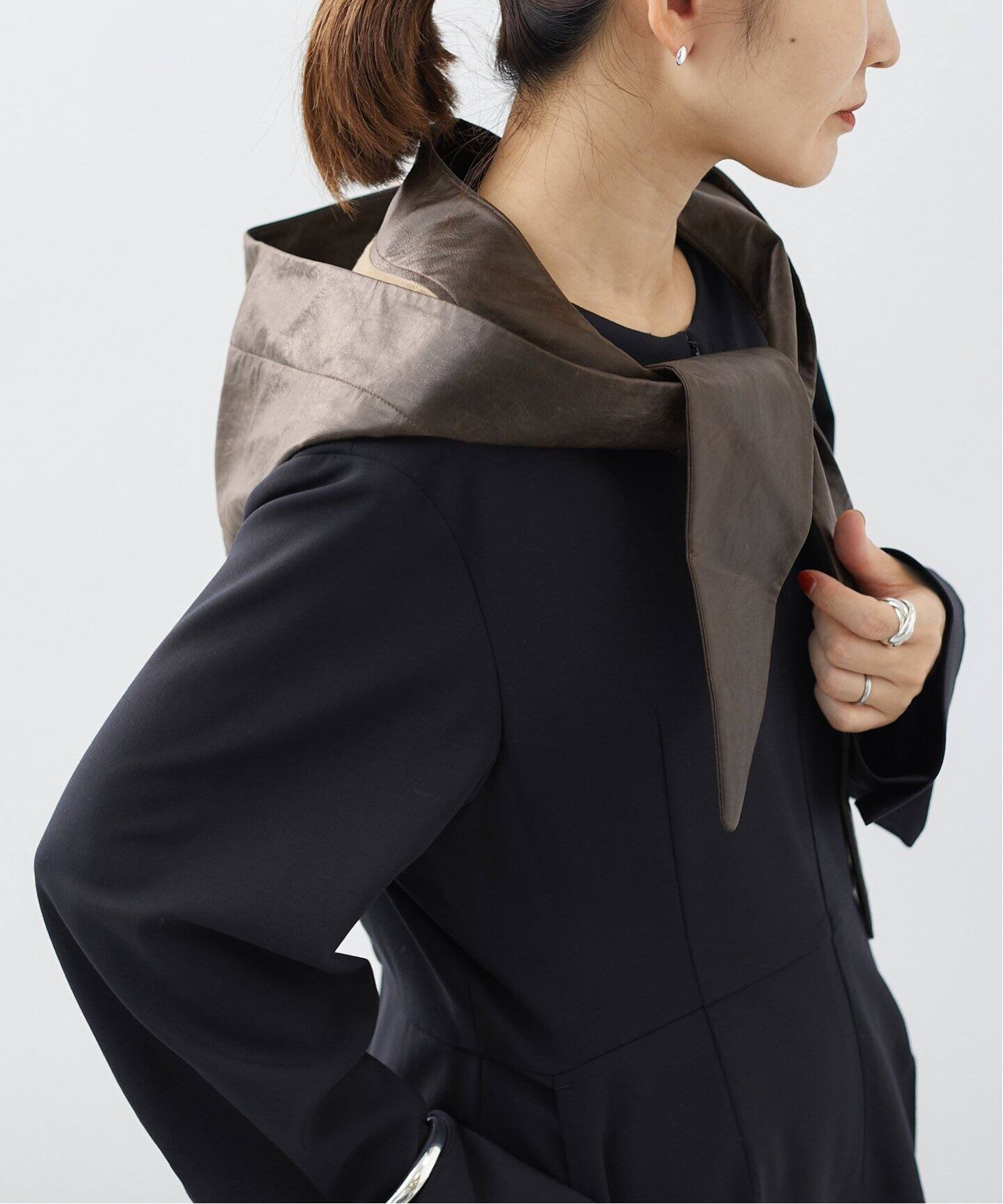 INSCRIRE（アンスクリア）Fake Leather Hoodie I24AWG11A（その他  