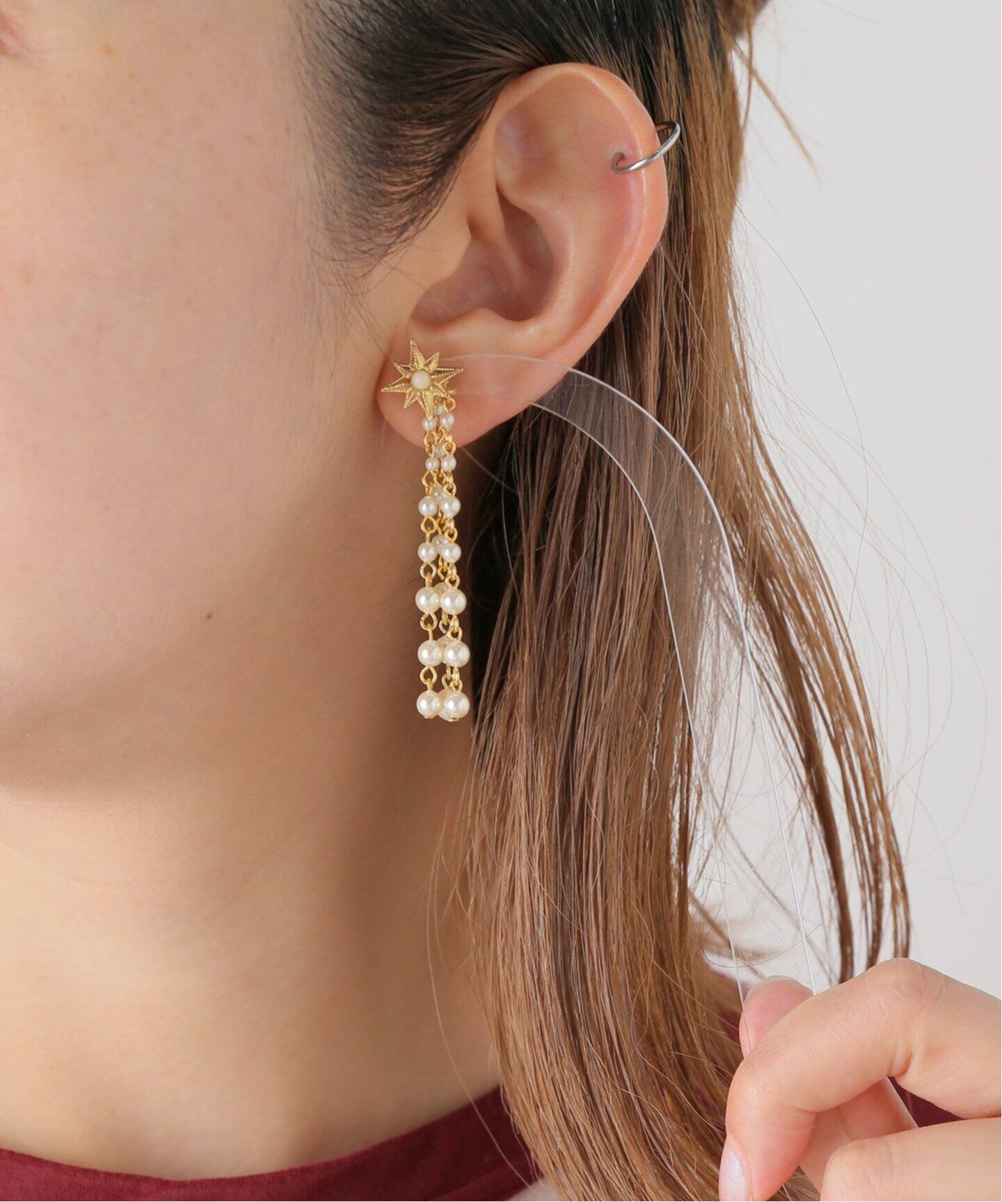 ADER.bijoux/アデル ビジュー】STAR pearl 2way pierce（ピアス（両耳 